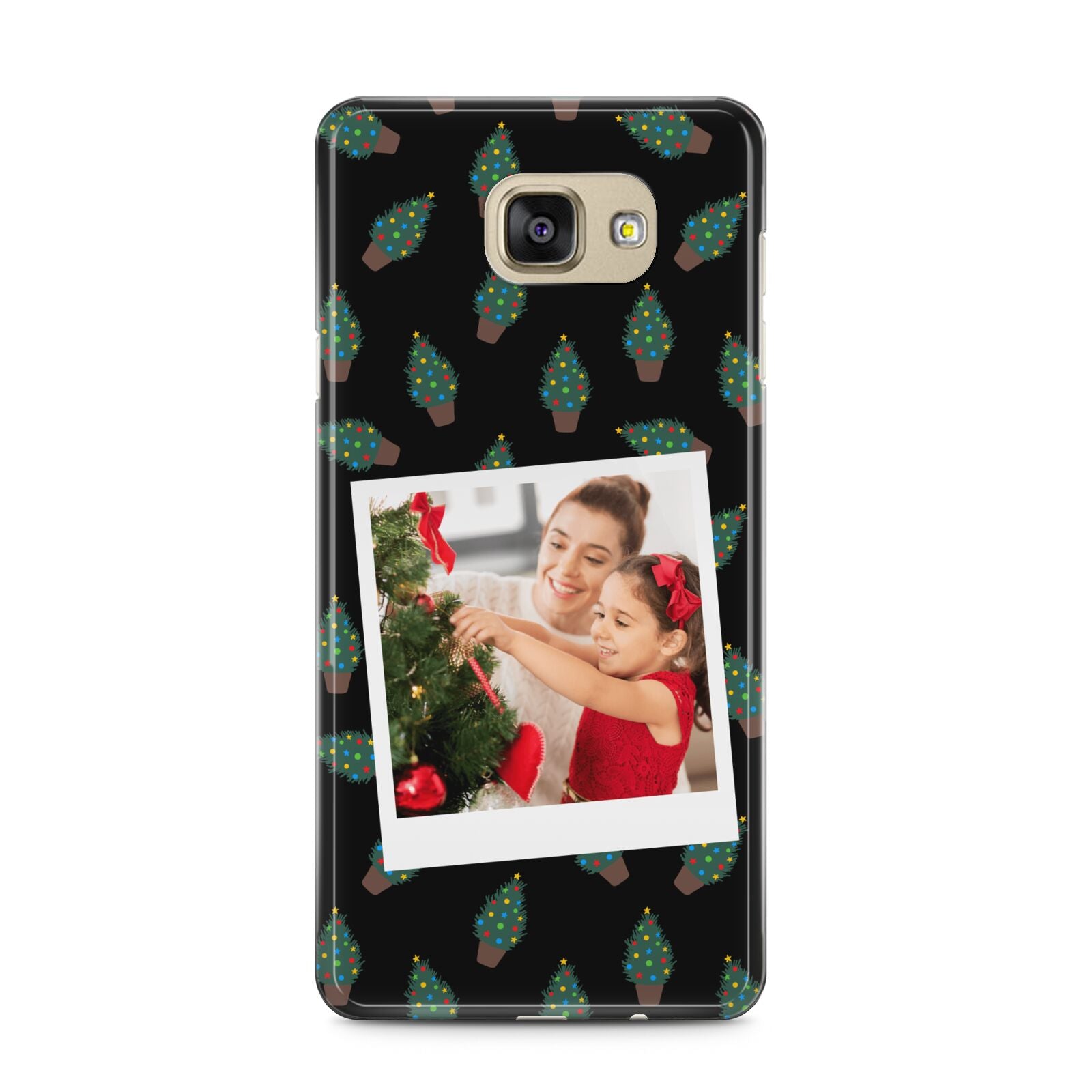 Christmas Tree Polaroid Photo Samsung Galaxy A5 2016 Case on gold phone