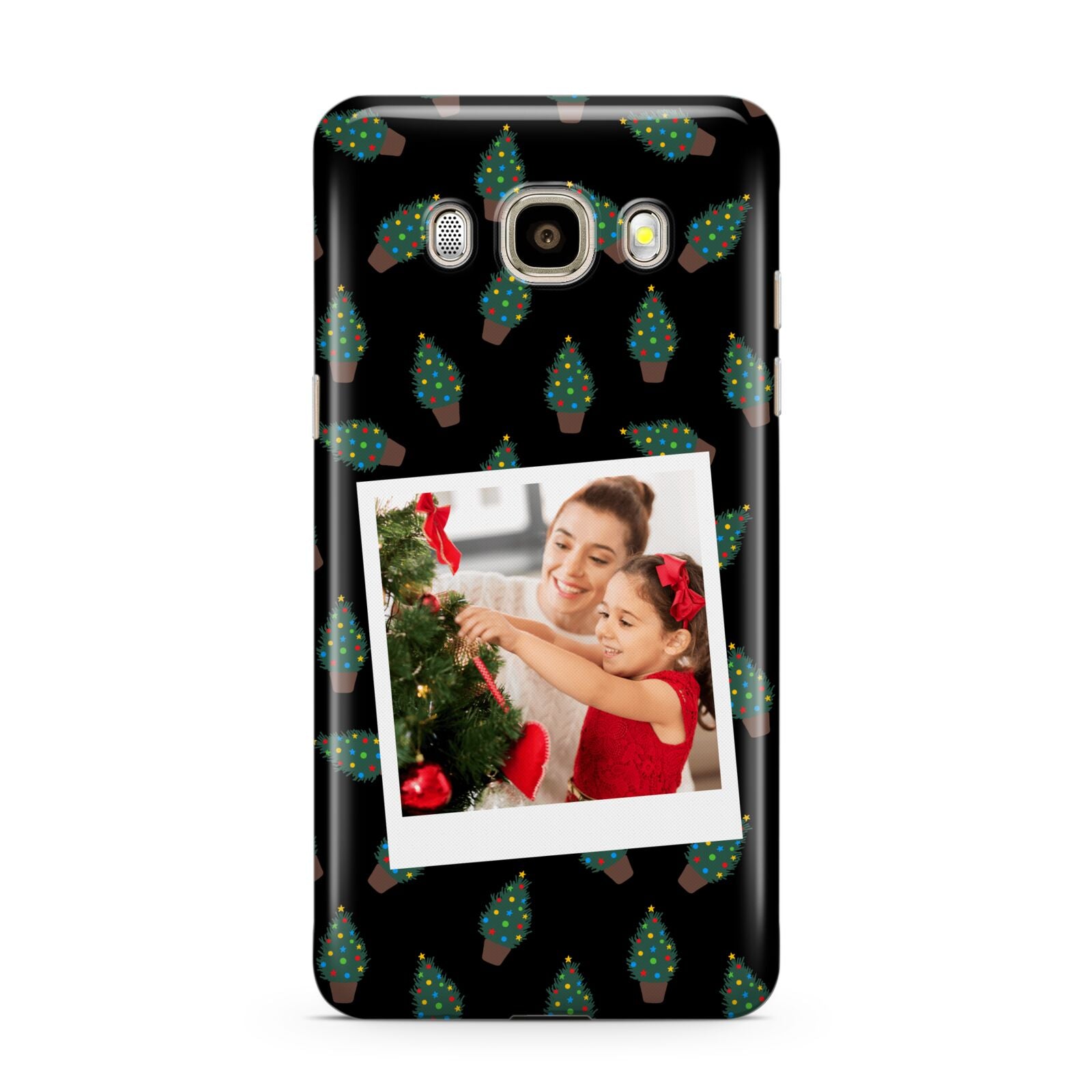 Christmas Tree Polaroid Photo Samsung Galaxy J7 2016 Case on gold phone