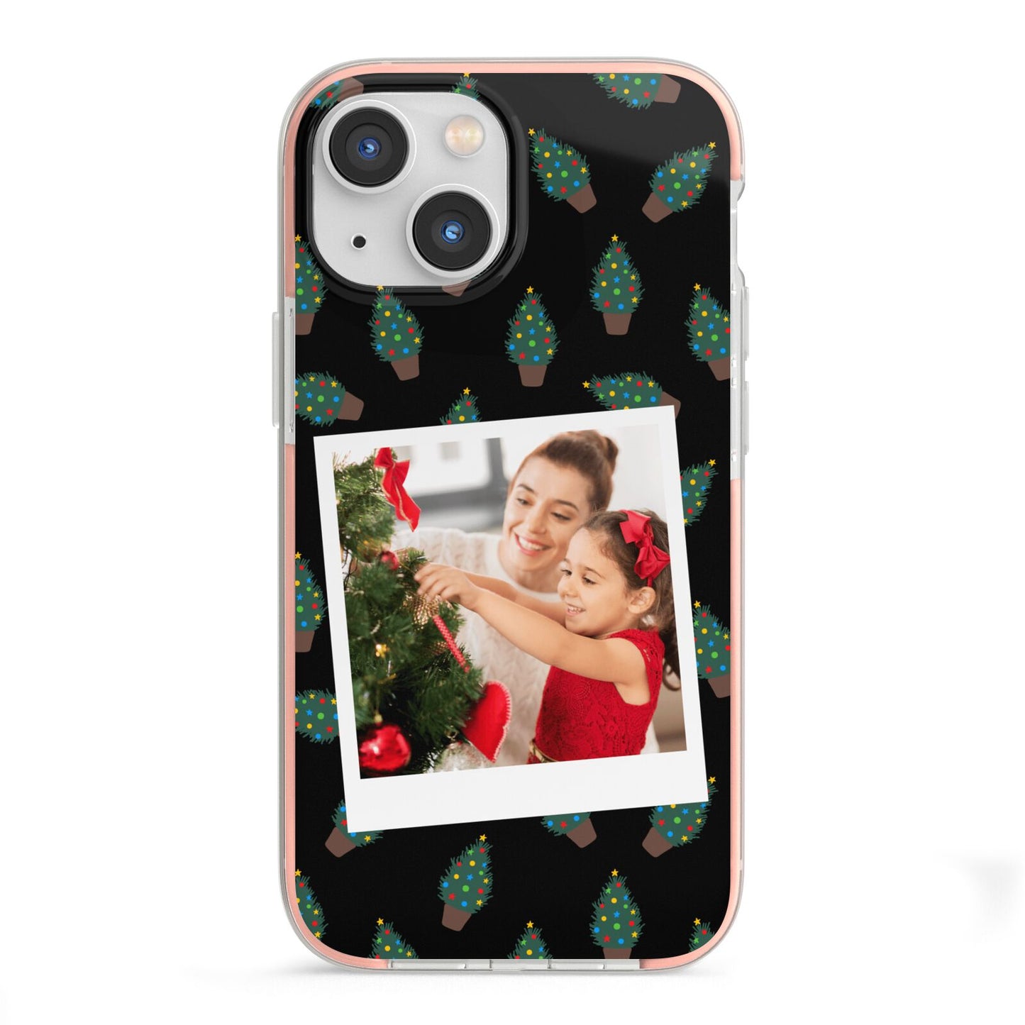 Christmas Tree Polaroid Photo iPhone 13 Mini TPU Impact Case with Pink Edges