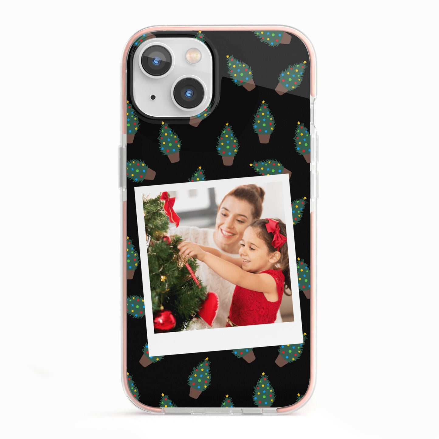 Christmas Tree Polaroid Photo iPhone 13 TPU Impact Case with Pink Edges