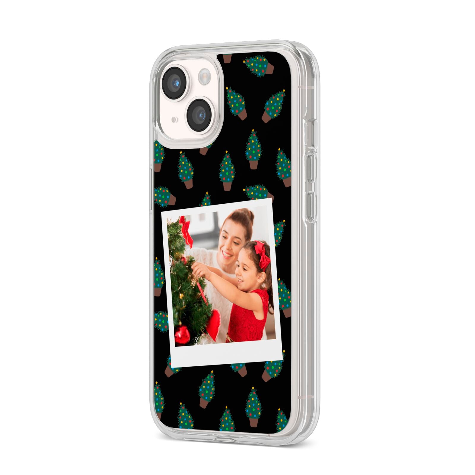 Christmas Tree Polaroid Photo iPhone 14 Clear Tough Case Starlight Angled Image