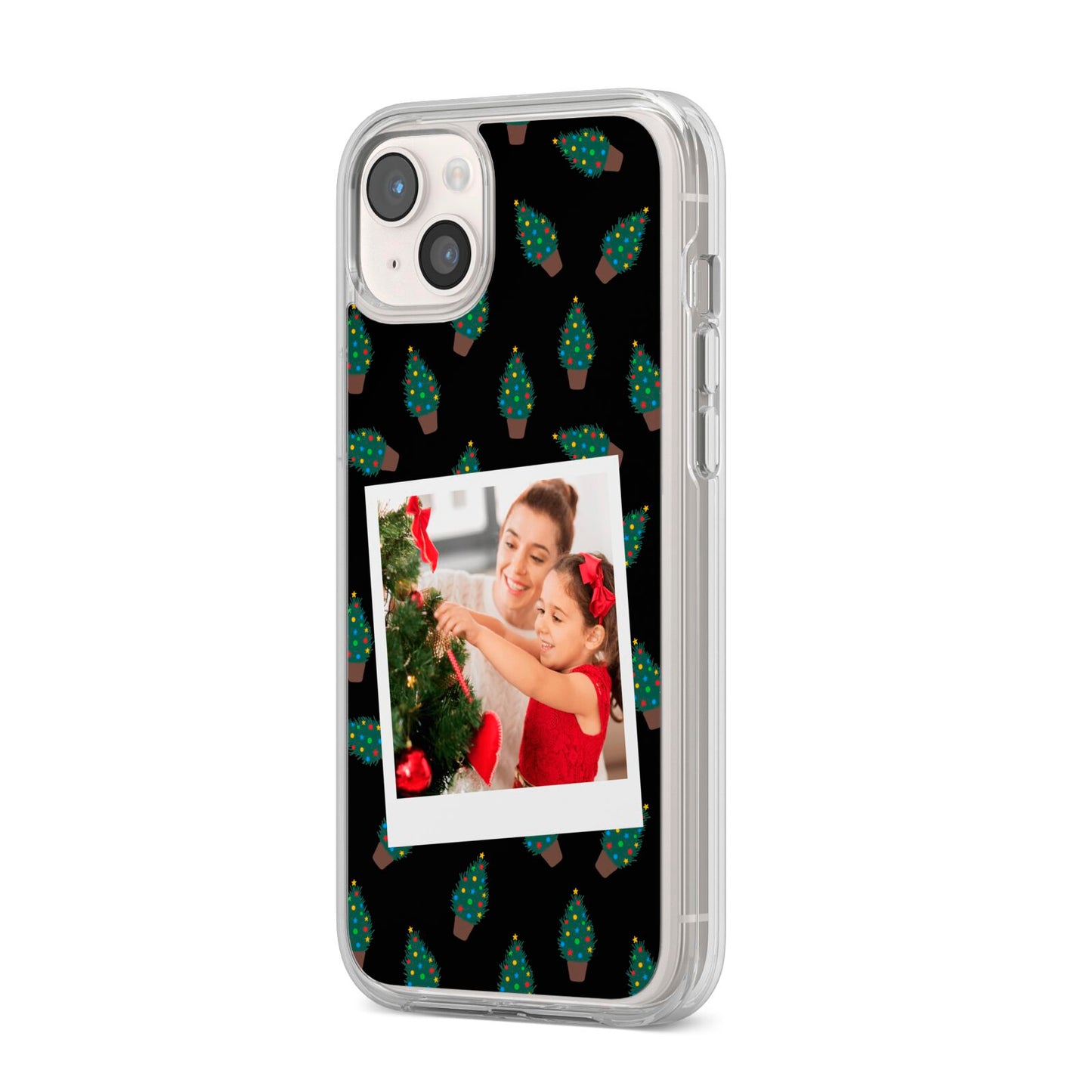 Christmas Tree Polaroid Photo iPhone 14 Plus Clear Tough Case Starlight Angled Image