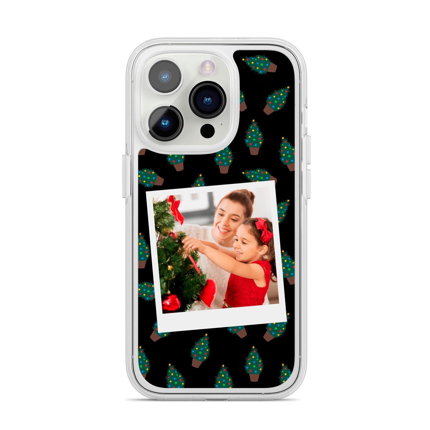 Christmas Tree Polaroid Photo iPhone 14 Pro Clear Tough Case Silver