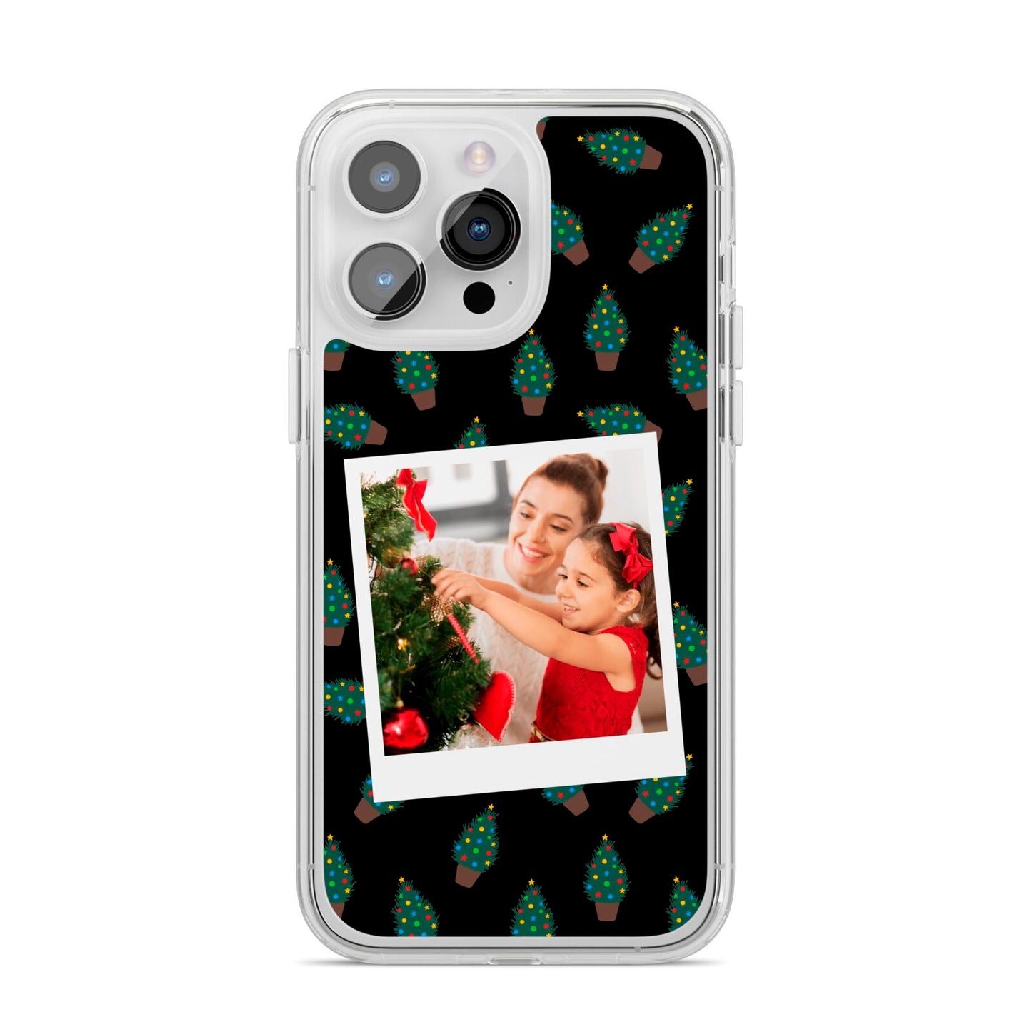 Christmas Tree Polaroid Photo iPhone 14 Pro Max Clear Tough Case Silver