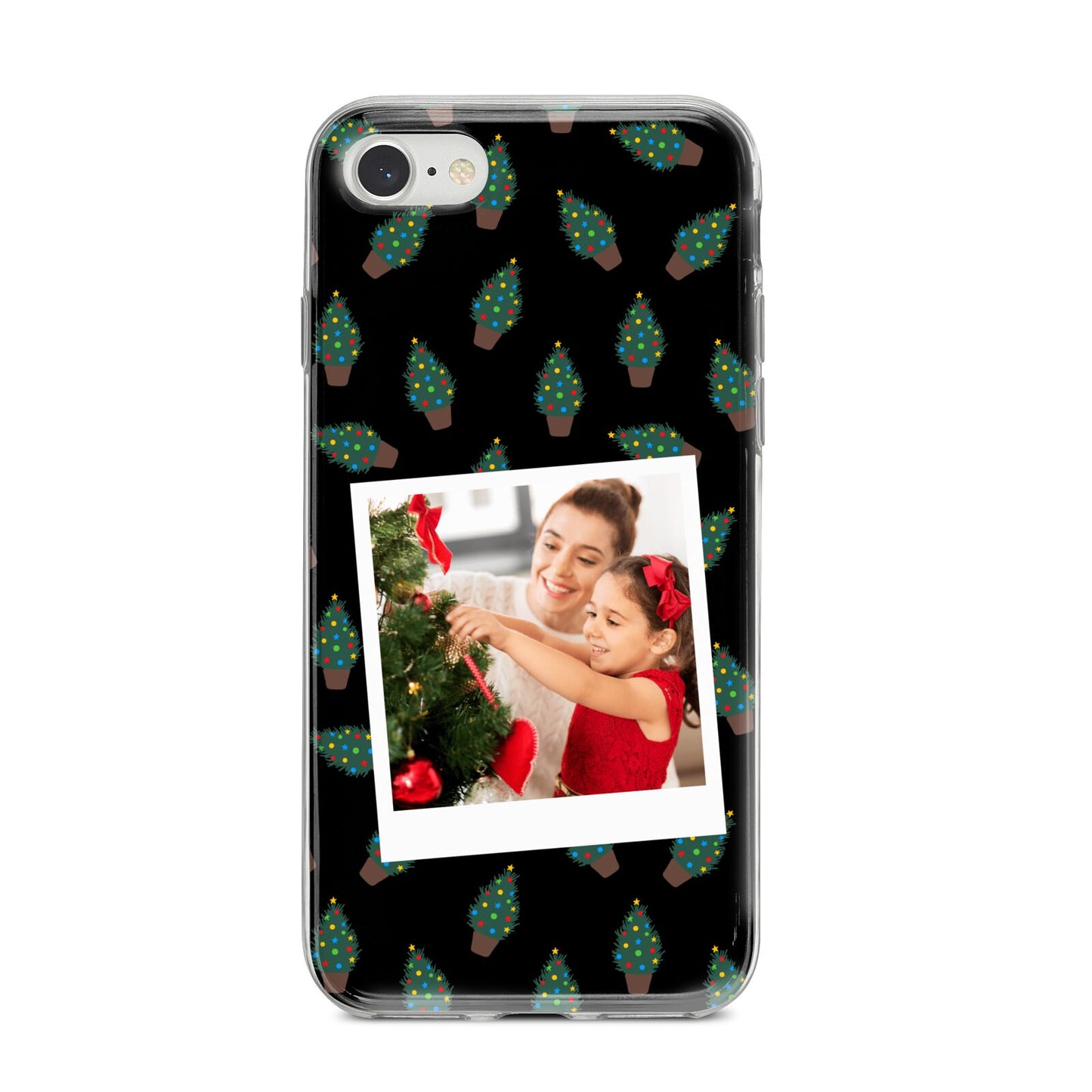 Christmas Tree Polaroid Photo iPhone 8 Bumper Case on Silver iPhone
