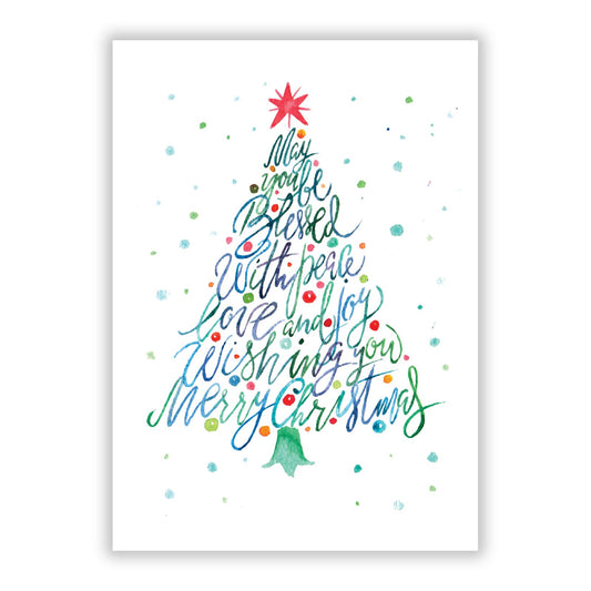 Christmas Tree Watercolour A5 Flat Greetings Card