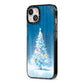 Christmas Tree iPhone 13 Black Impact Case Side Angle on Silver phone