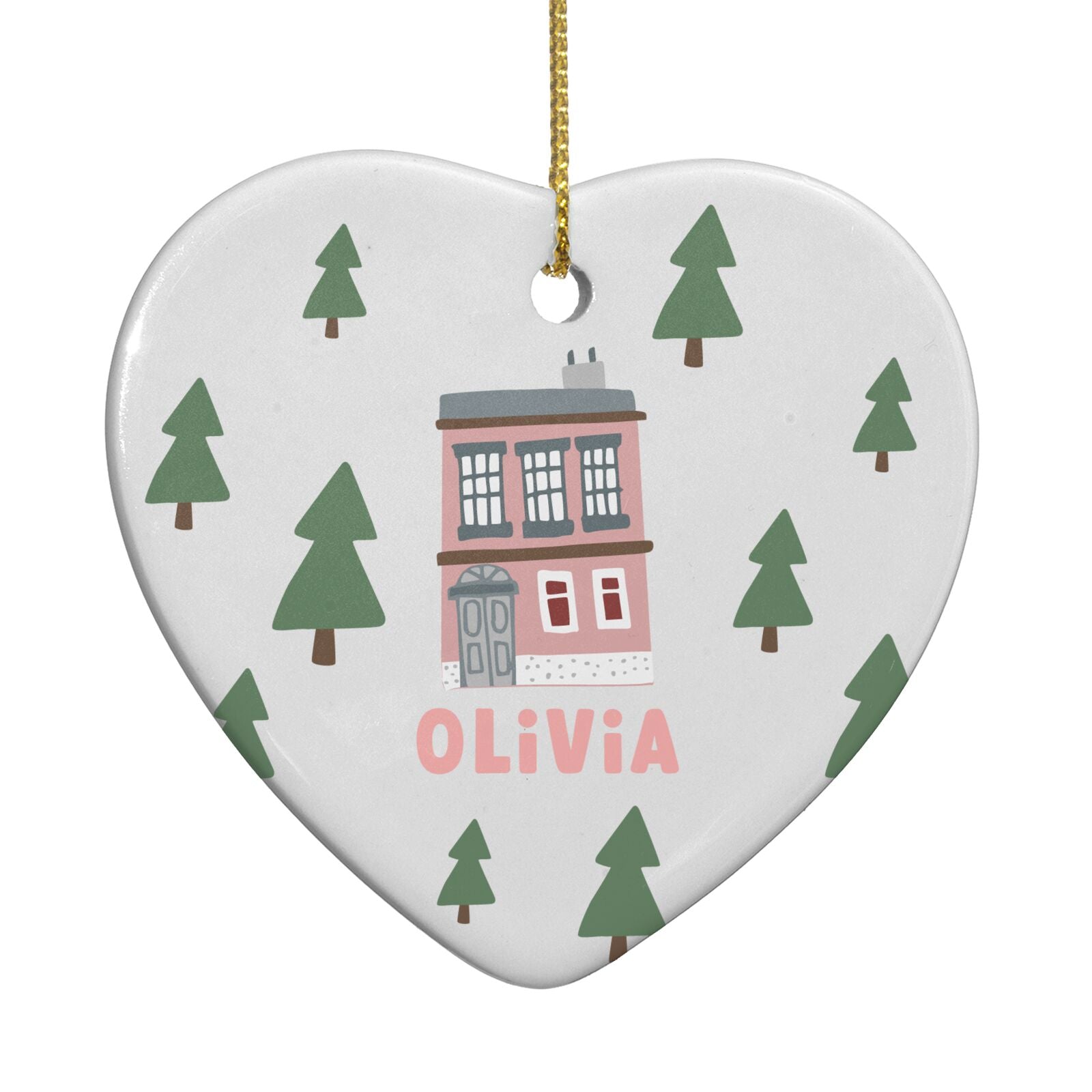 Christmas Tree on the roof Heart Decoration Back Image