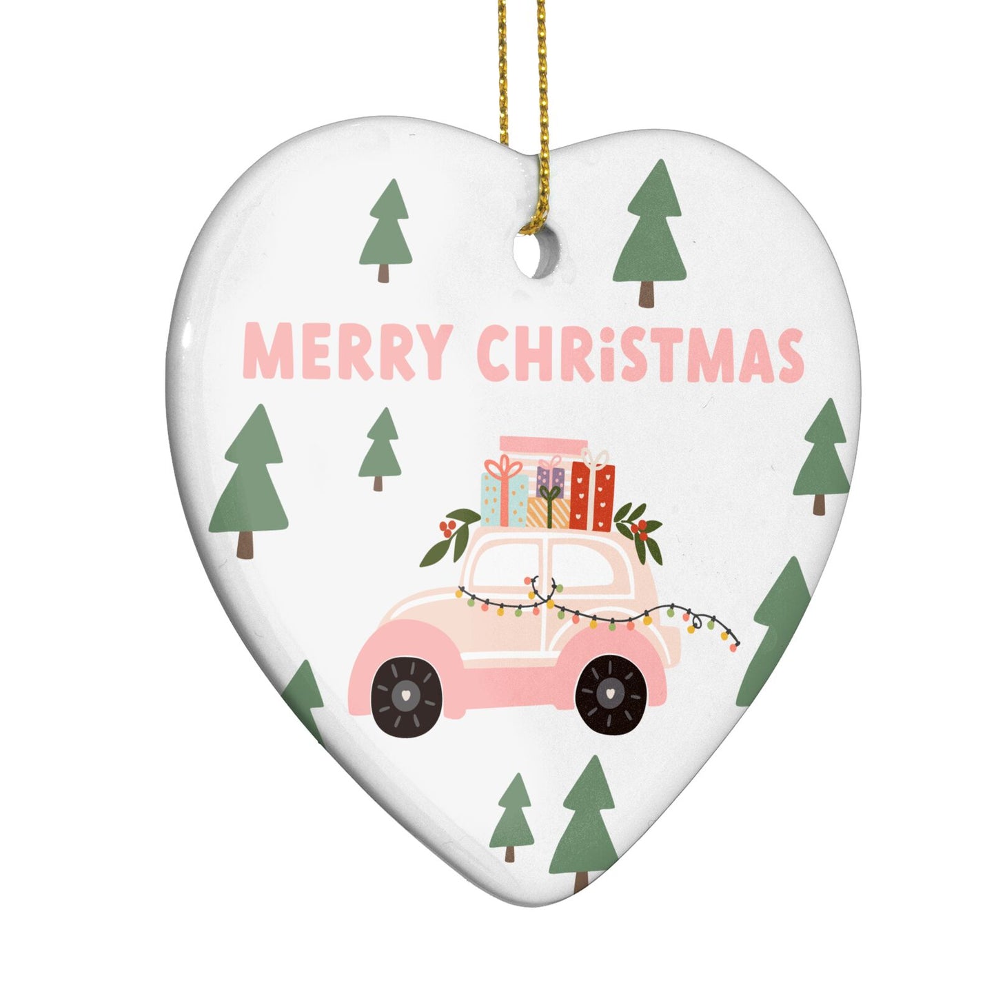 Christmas Tree on the roof Heart Decoration Side Angle