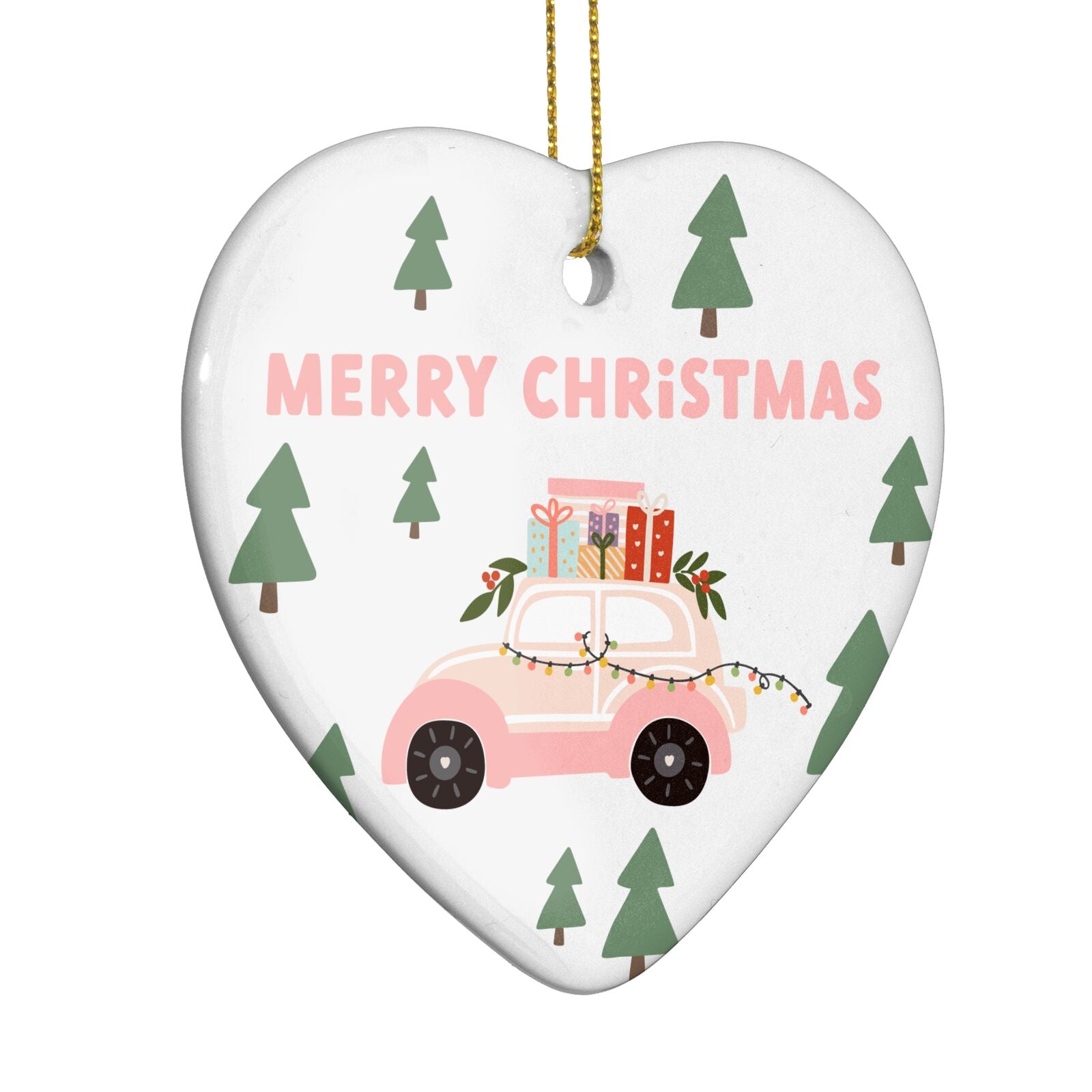 Christmas Tree on the roof Heart Decoration Side Angle