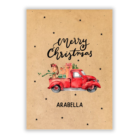 Christmas Truck Personalised A5 Flat Greetings Card