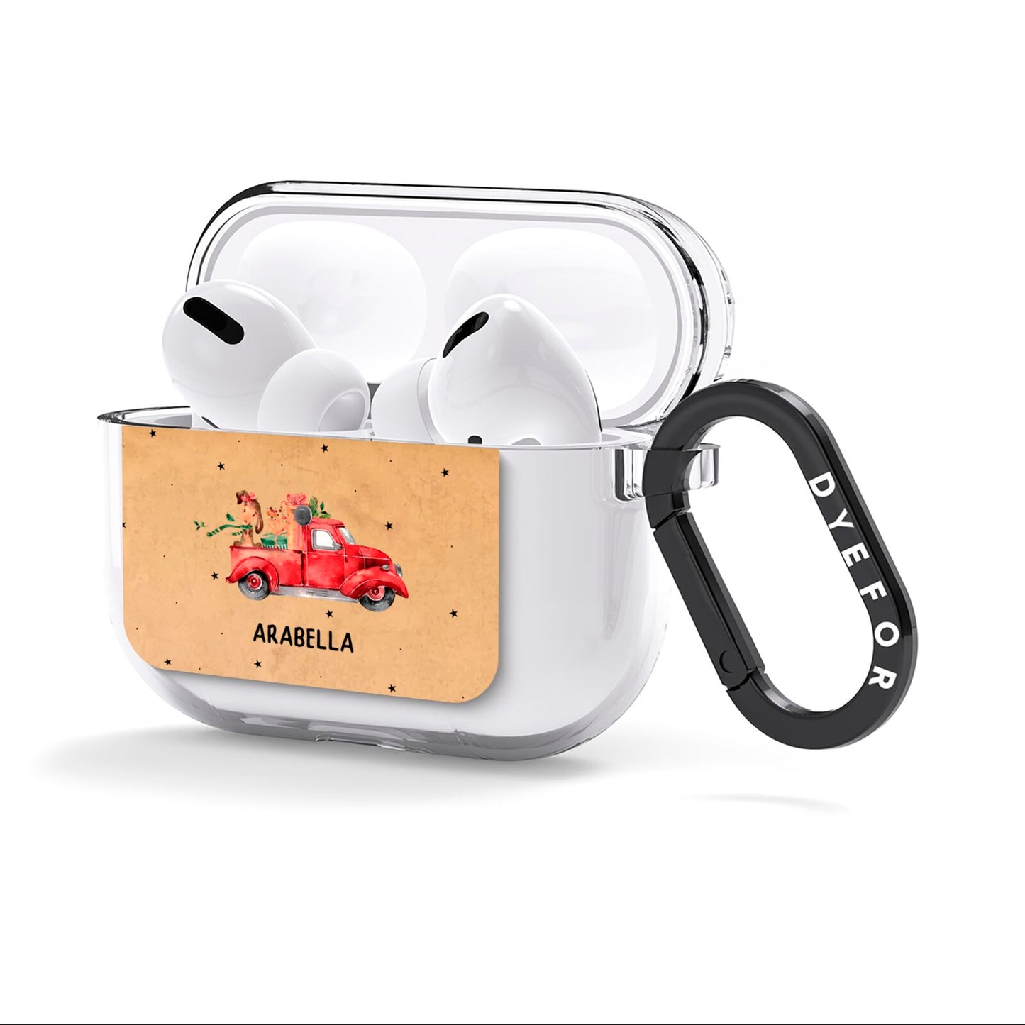Christmas Truck Personalised AirPods Clear Case 3rd Gen Side Image
