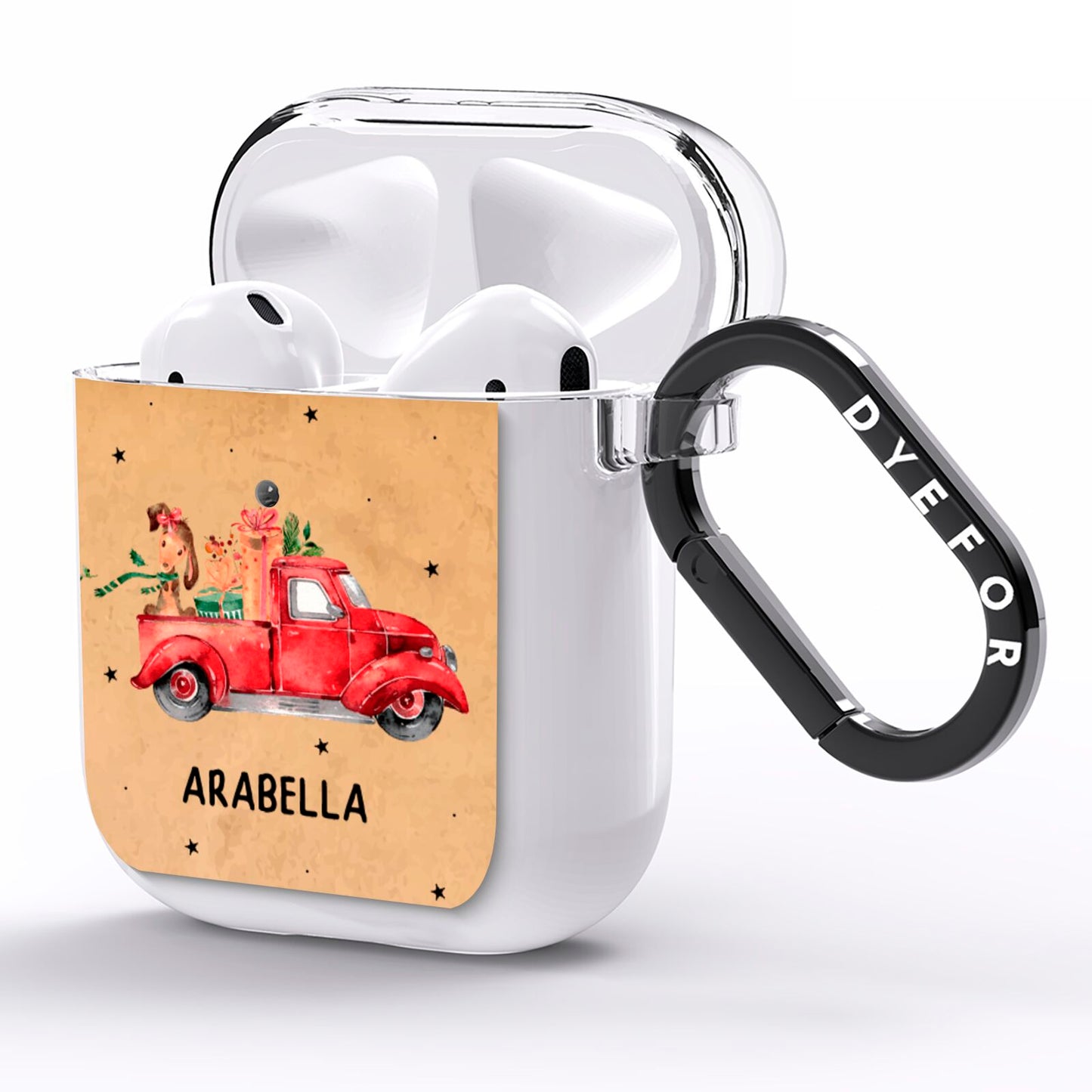 Christmas Truck Personalised AirPods Clear Case Side Image