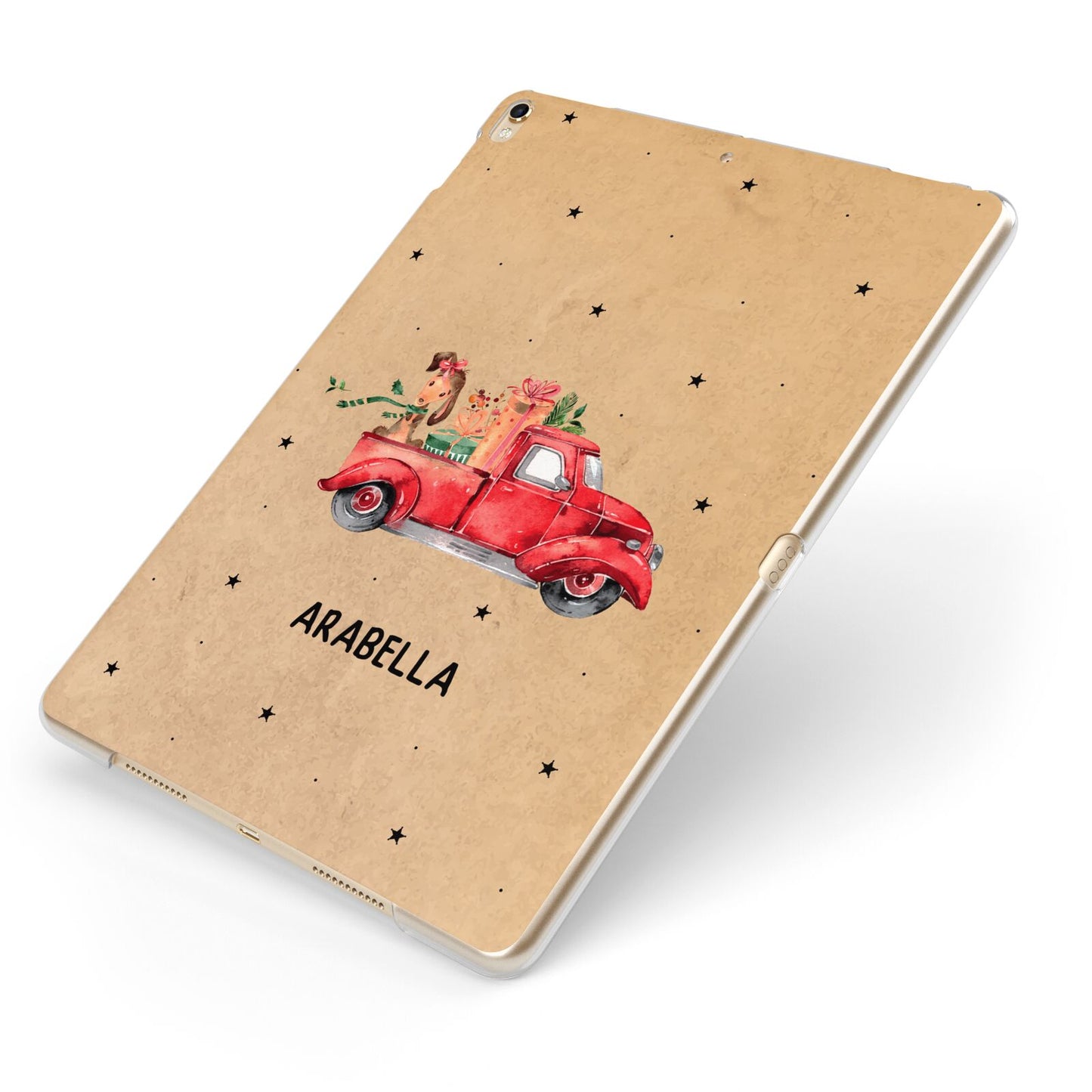 Christmas Truck Personalised Apple iPad Case on Gold iPad Side View