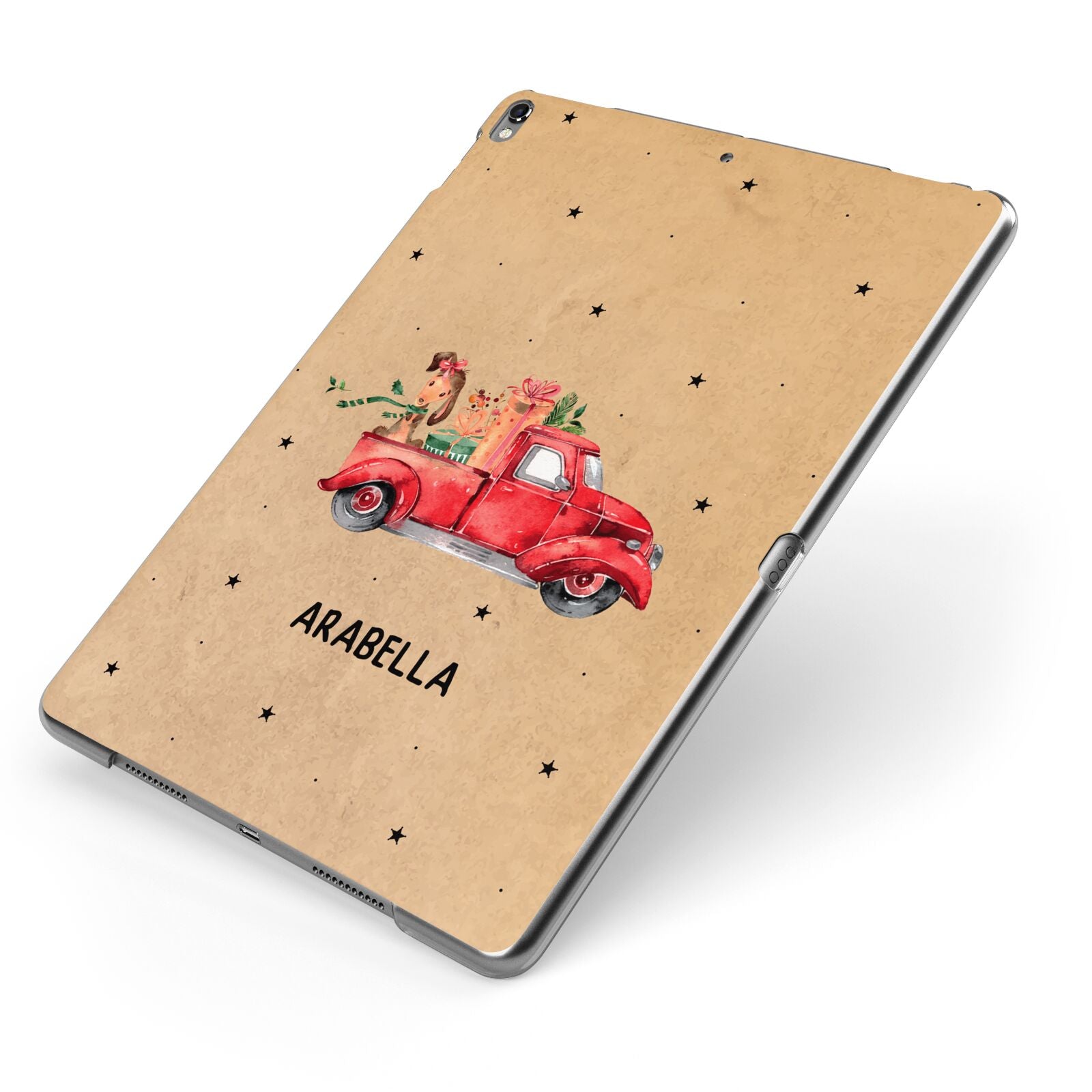 Christmas Truck Personalised Apple iPad Case on Grey iPad Side View