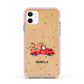 Christmas Truck Personalised Apple iPhone 11 in White with Pink Impact Case