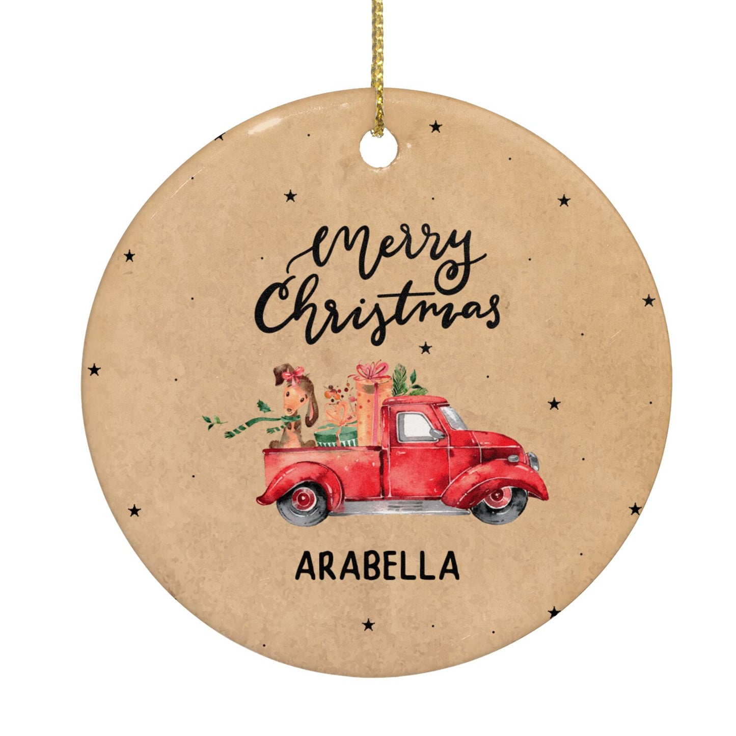 Christmas Truck Personalised Circle Decoration Back Image