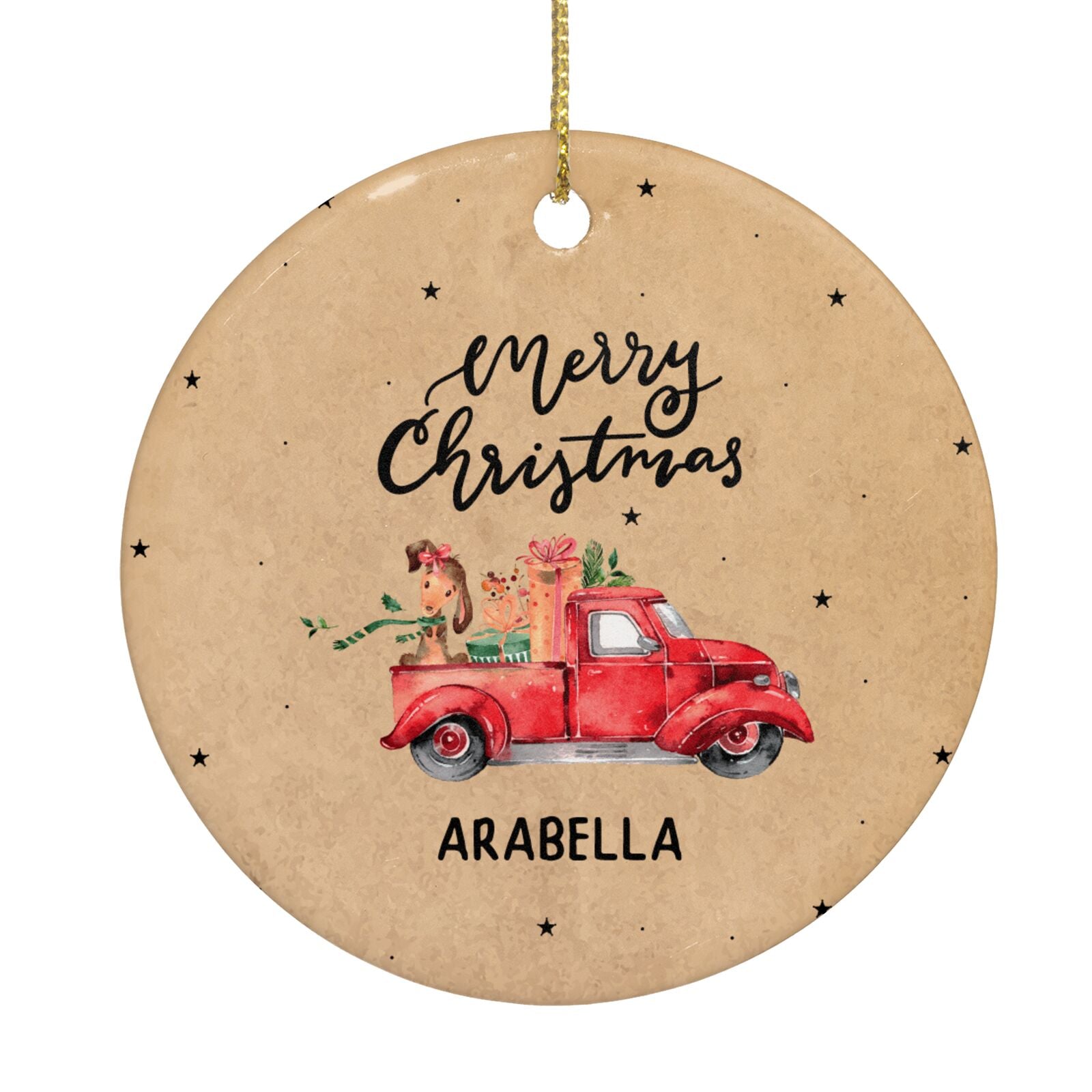 Christmas Truck Personalised Circle Decoration Back Image
