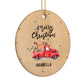 Christmas Truck Personalised Circle Decoration Side Angle