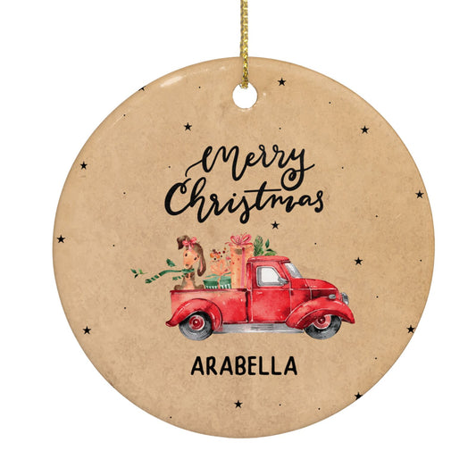 Christmas Truck Personalised Circle Decoration