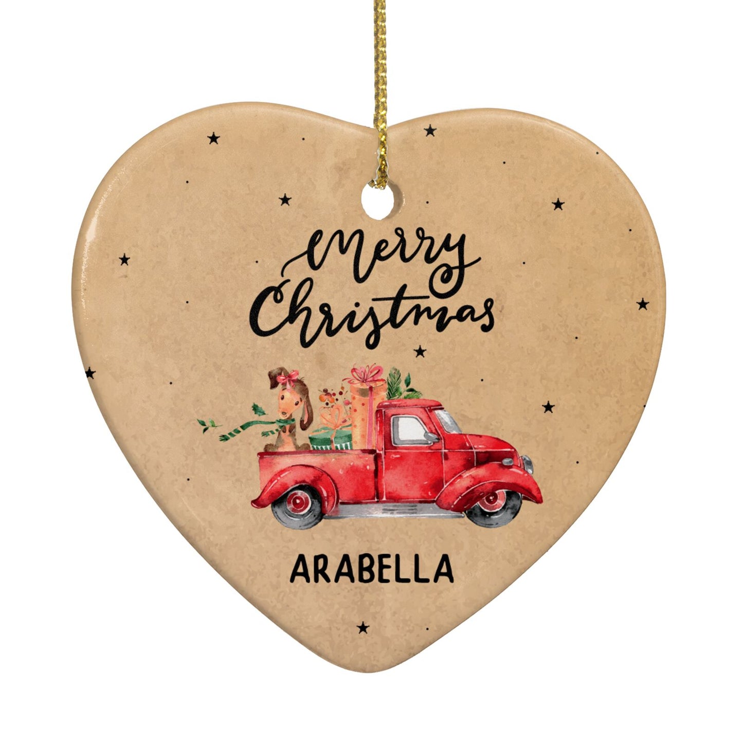 Christmas Truck Personalised Heart Decoration