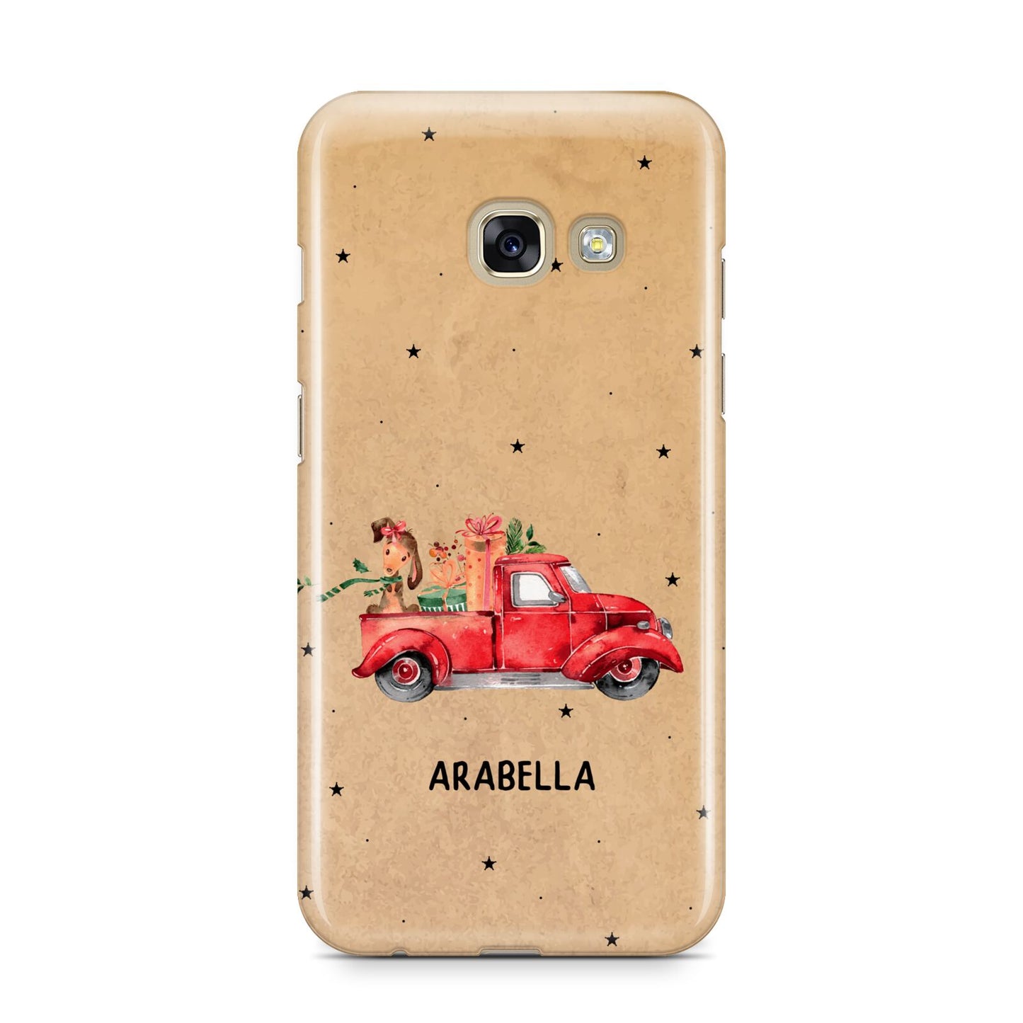 Christmas Truck Personalised Samsung Galaxy A3 2017 Case on gold phone