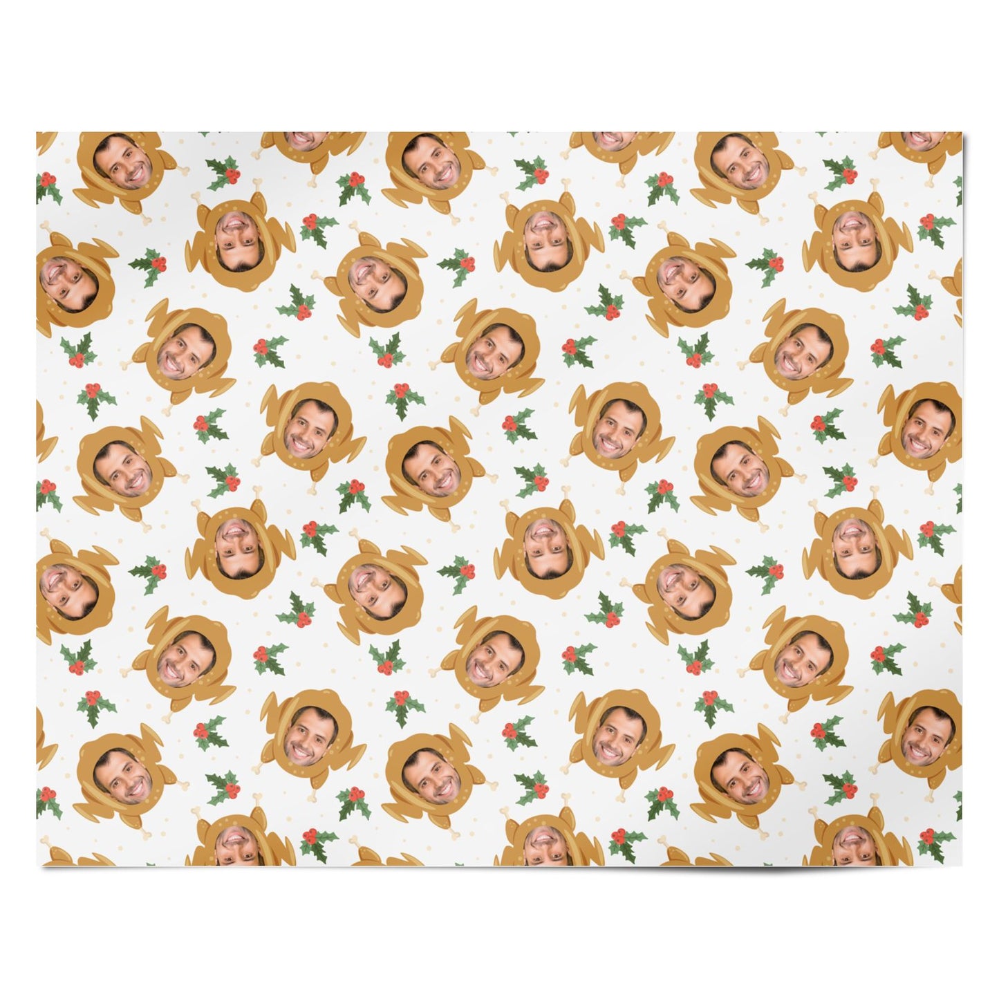 Christmas Turkey Photo Face Personalised Personalised Wrapping Paper Alternative