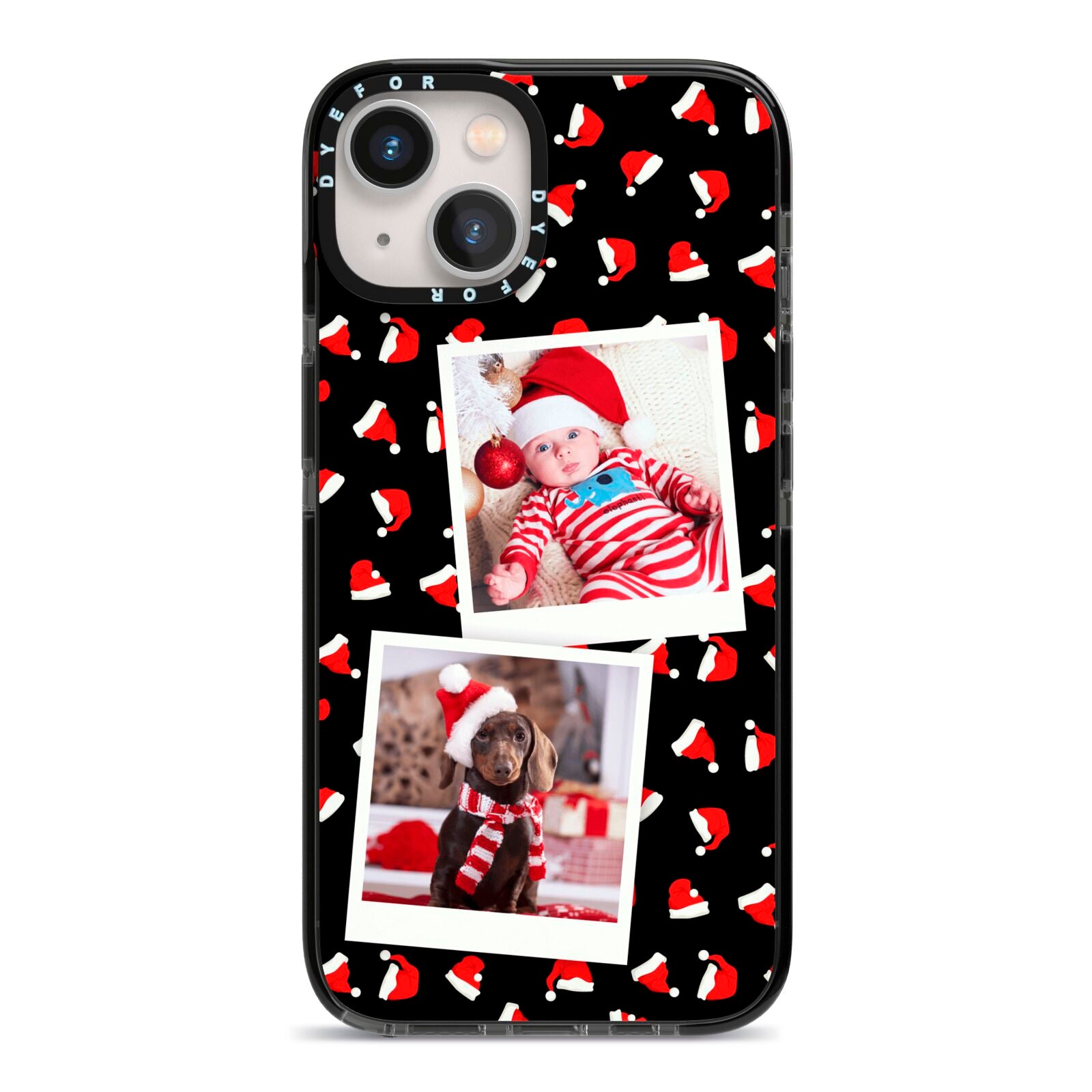 Christmas Two Photo iPhone 13 Black Impact Case on Silver phone
