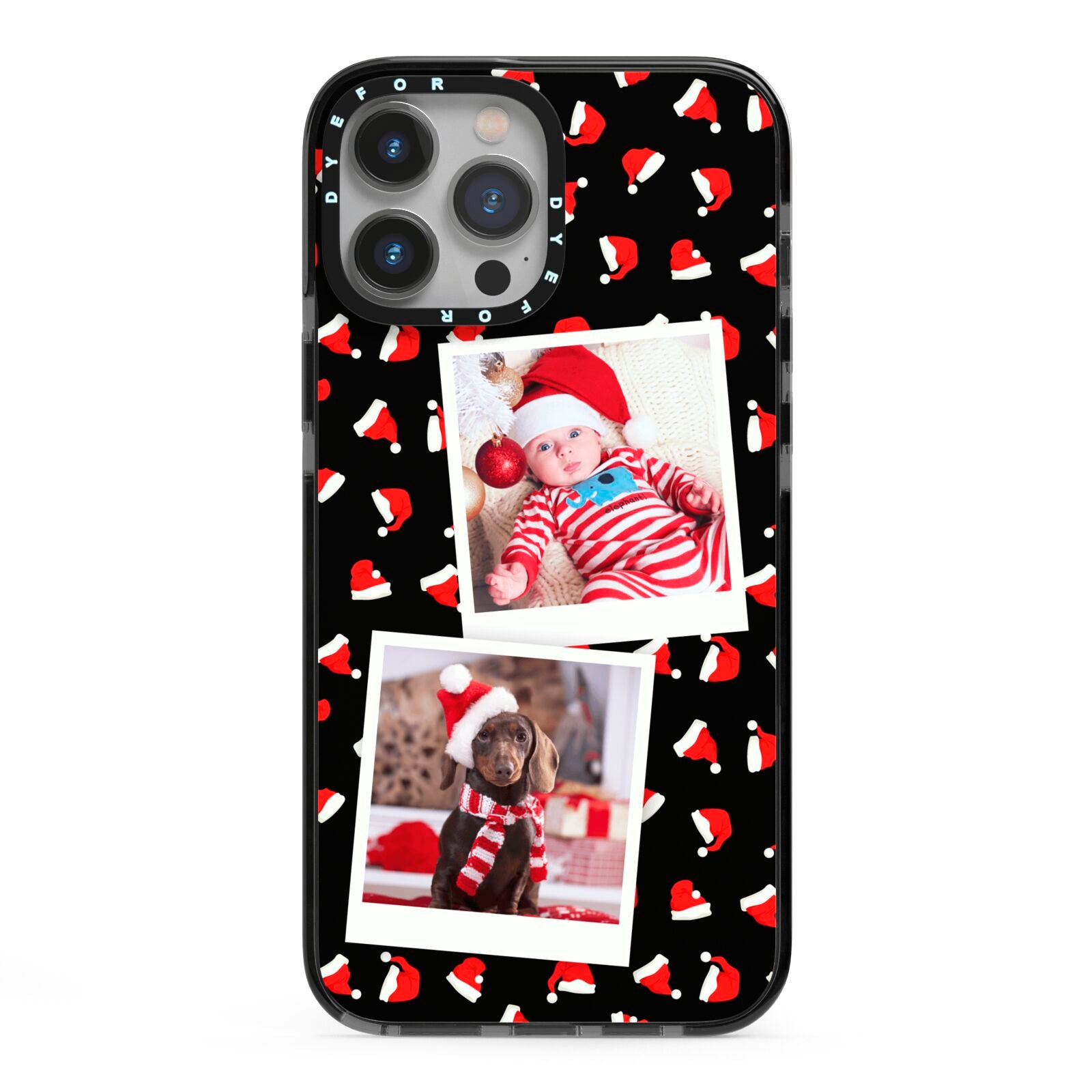 Christmas Two Photo iPhone 13 Pro Max Black Impact Case on Silver phone