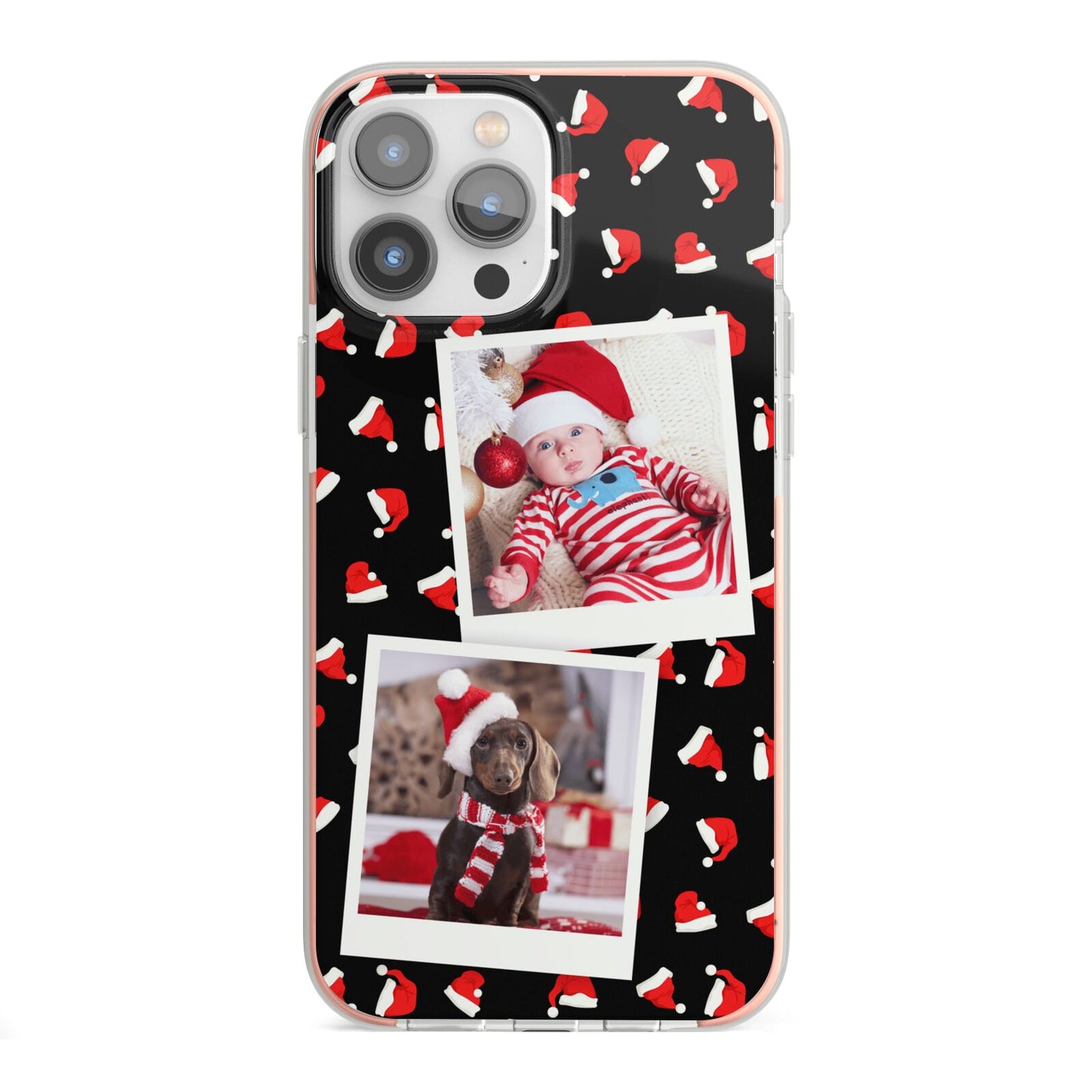 Christmas Two Photo iPhone 13 Pro Max TPU Impact Case with Pink Edges