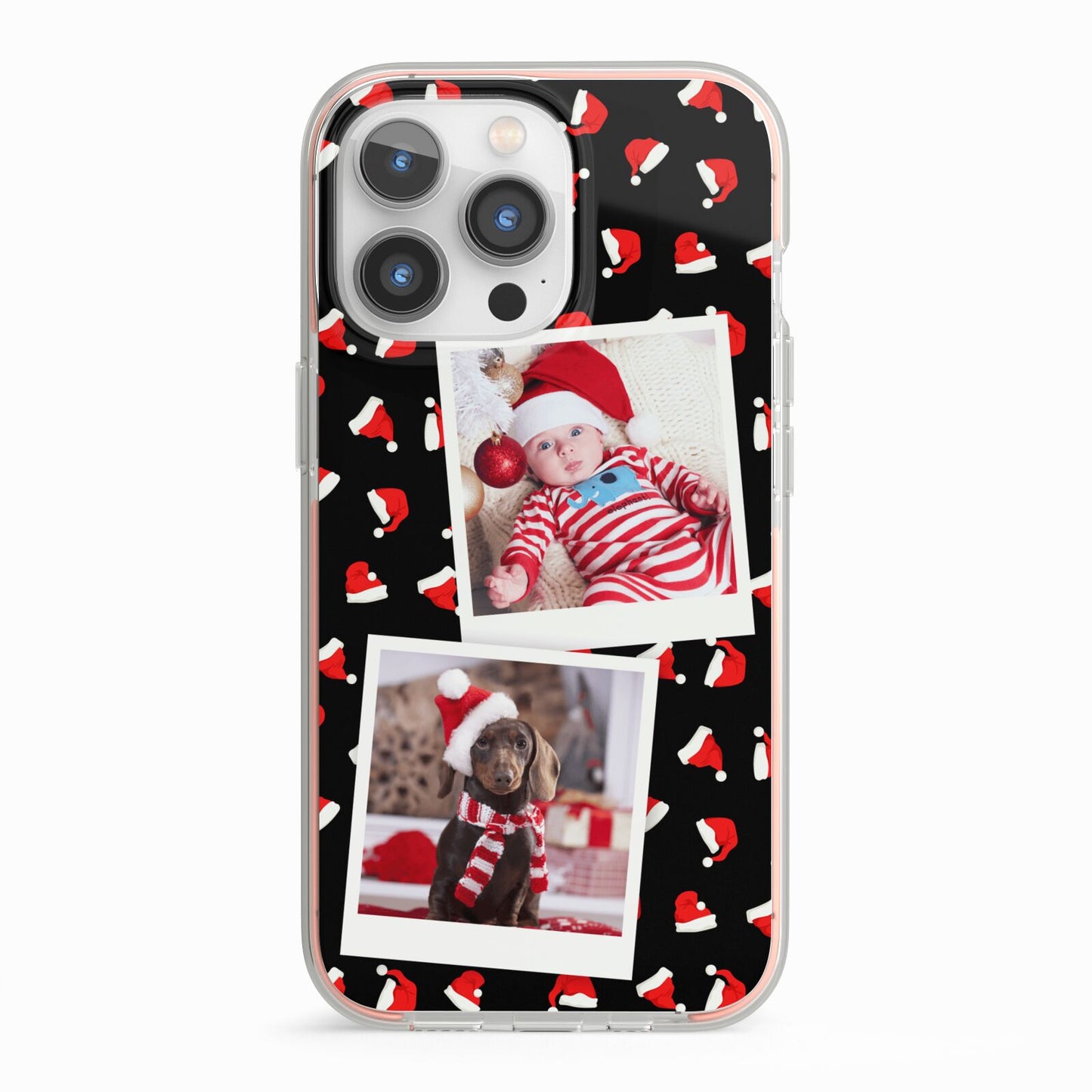 Christmas Two Photo iPhone 13 Pro TPU Impact Case with Pink Edges