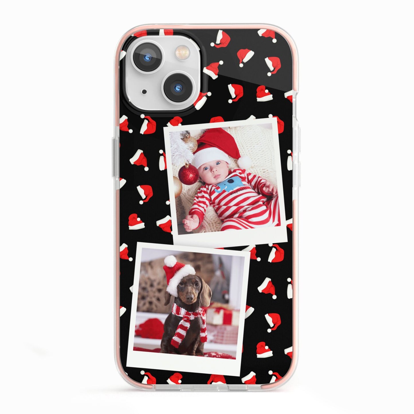 Christmas Two Photo iPhone 13 TPU Impact Case with Pink Edges