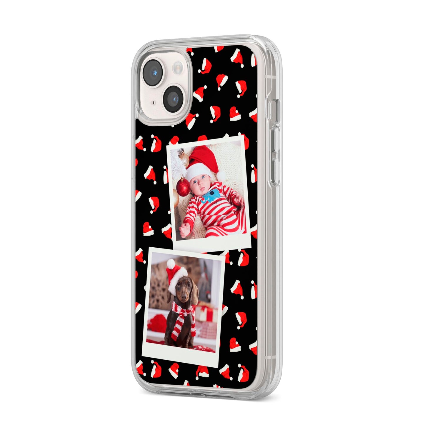 Christmas Two Photo iPhone 14 Plus Clear Tough Case Starlight Angled Image
