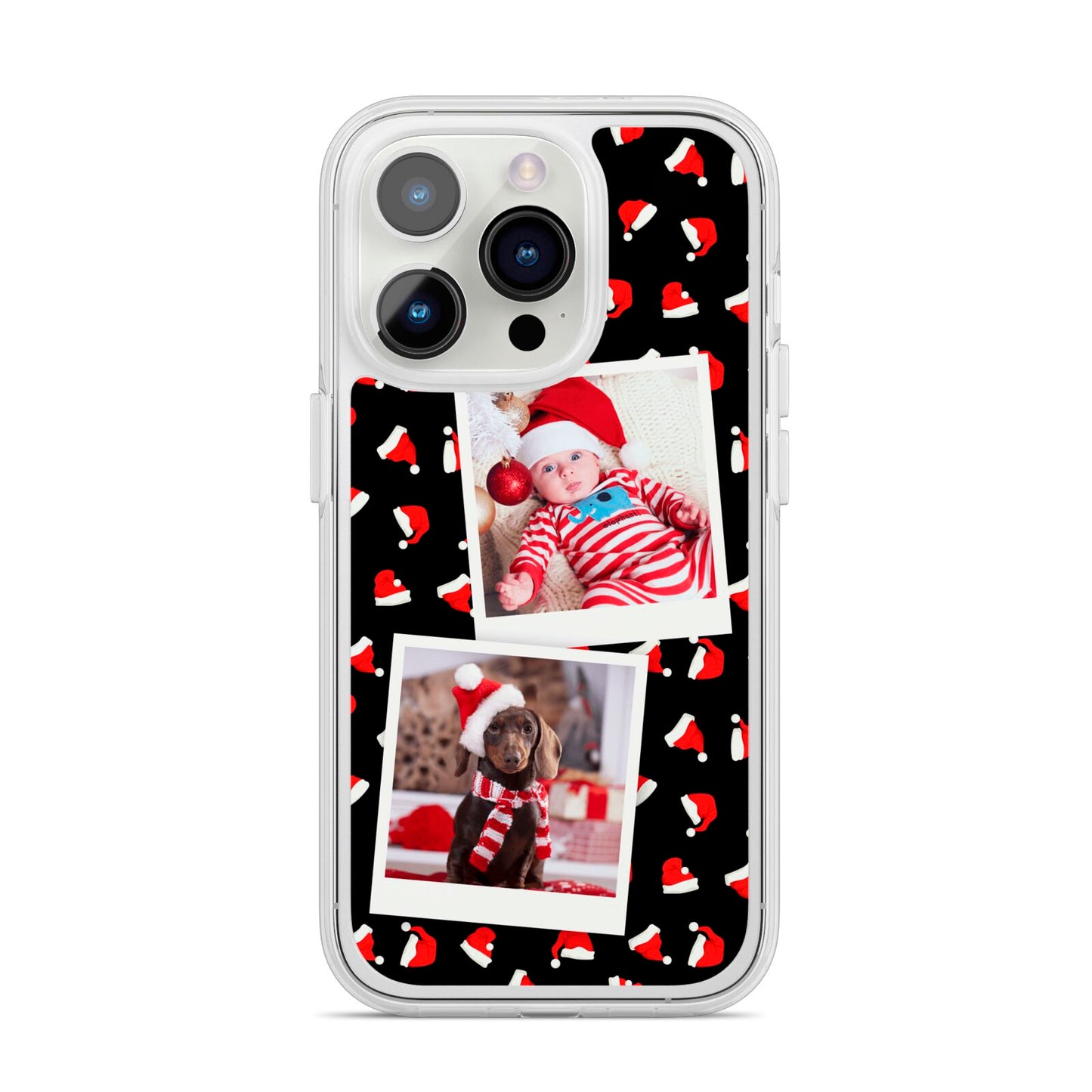 Christmas Two Photo iPhone 14 Pro Clear Tough Case Silver