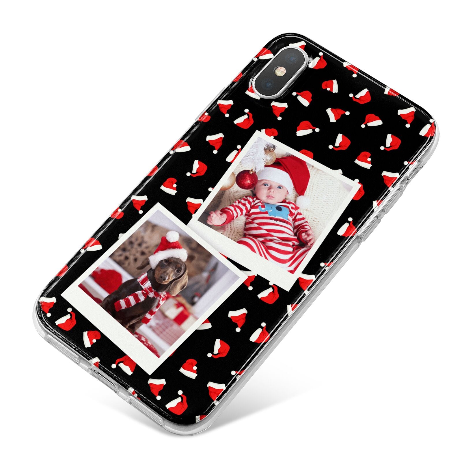 Christmas Two Photo iPhone X Bumper Case on Silver iPhone