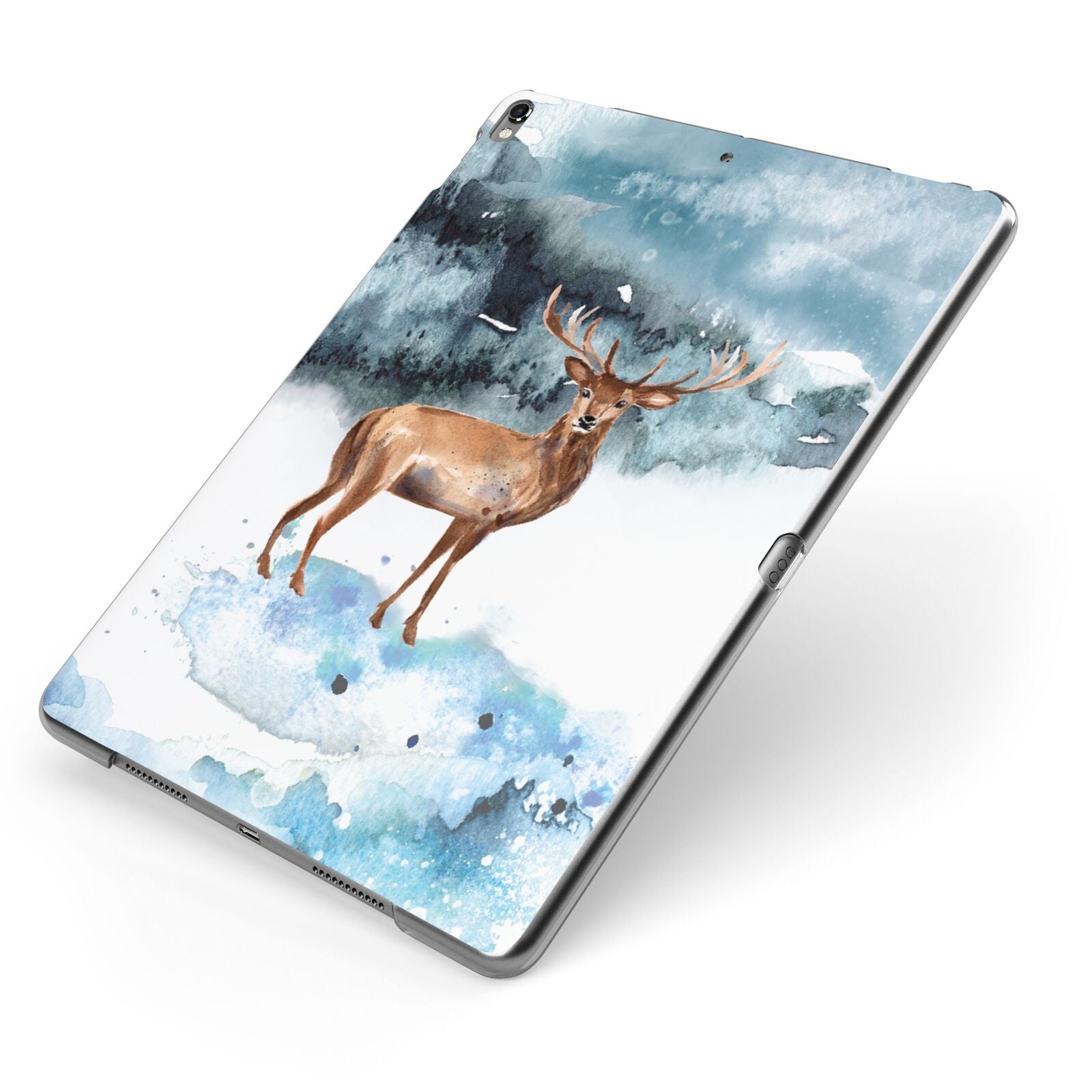 Christmas Winter Stag Apple iPad Case on Grey iPad Side View