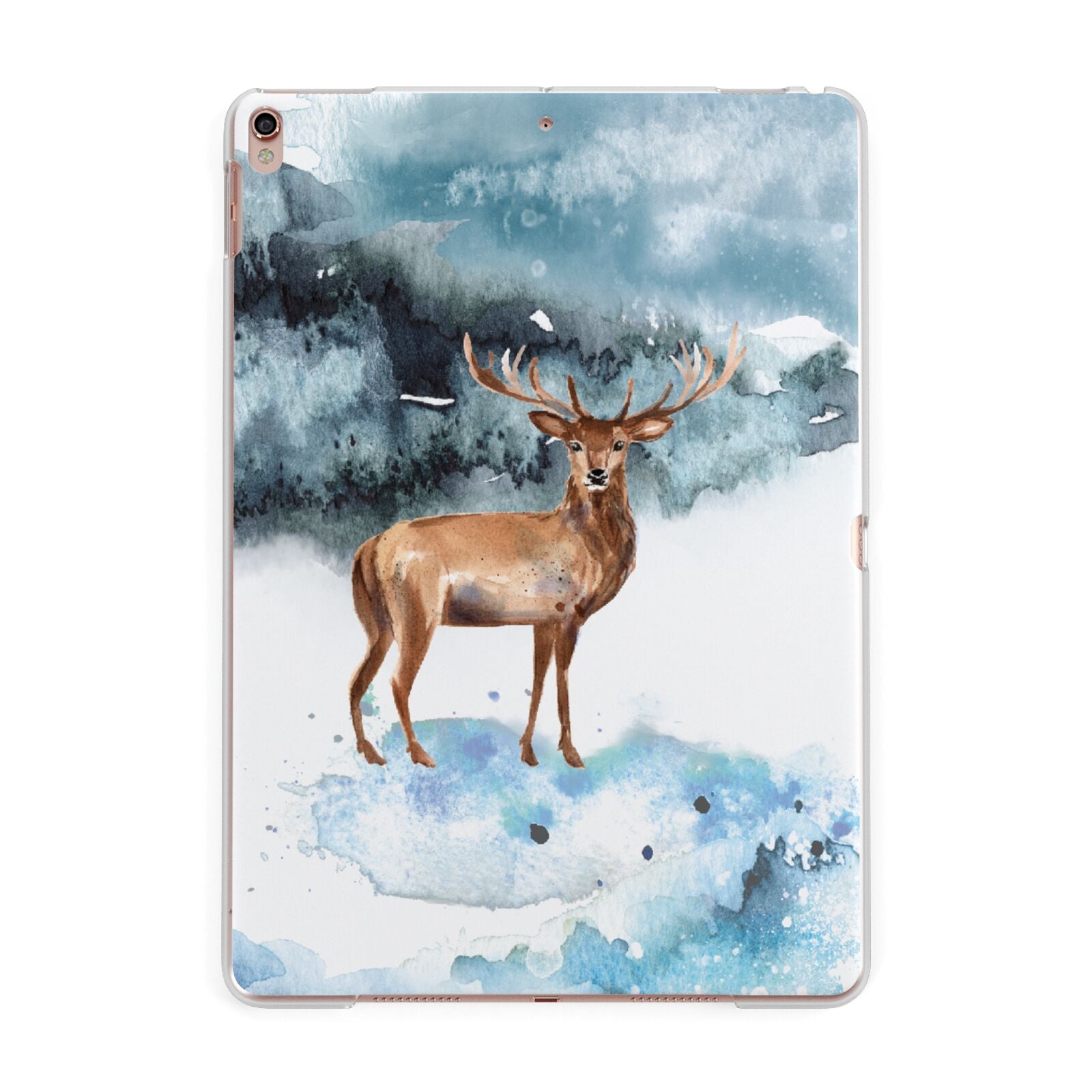 Christmas Winter Stag Apple iPad Rose Gold Case