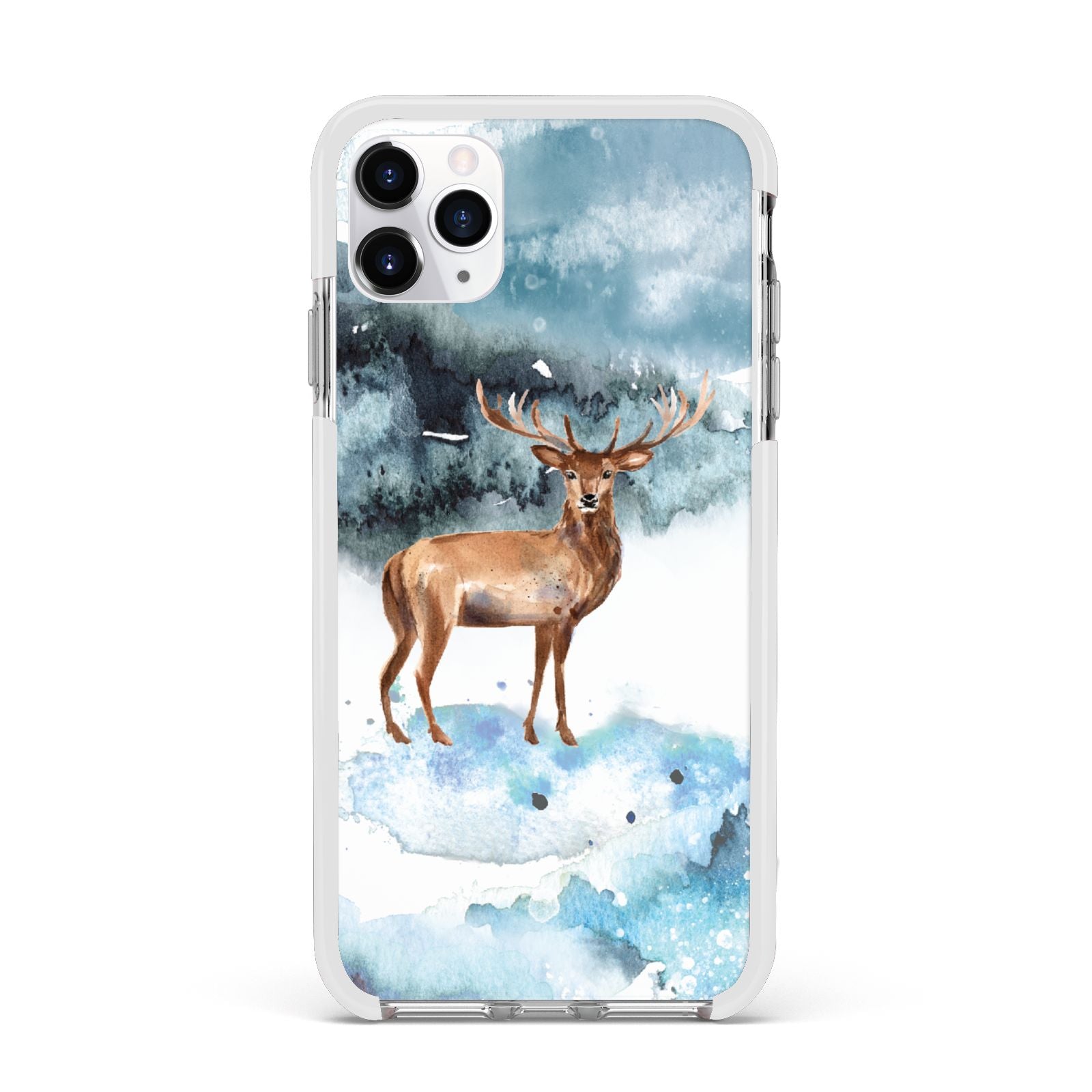 Christmas Winter Stag Apple iPhone 11 Pro Max in Silver with White Impact Case
