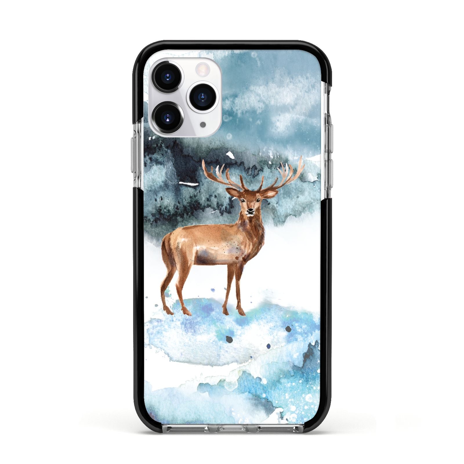 Christmas Winter Stag Apple iPhone 11 Pro in Silver with Black Impact Case