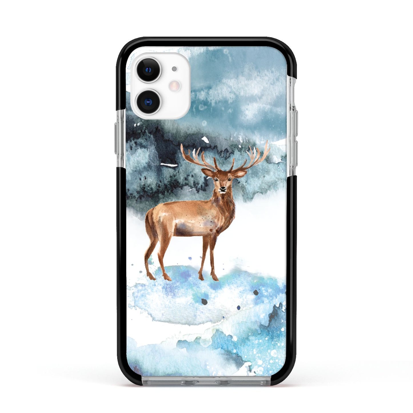 Christmas Winter Stag Apple iPhone 11 in White with Black Impact Case