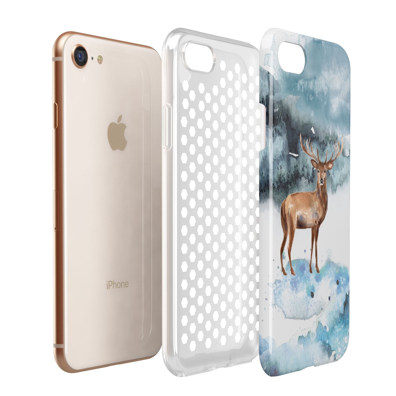 Christmas Winter Stag Apple iPhone 7 8 3D Tough Case Expanded View