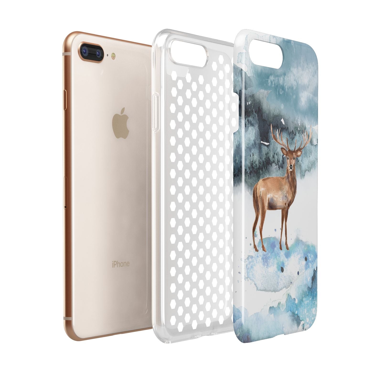 Christmas Winter Stag Apple iPhone 7 8 Plus 3D Tough Case Expanded View