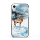 Christmas Winter Stag Apple iPhone XR Impact Case Black Edge on Silver Phone