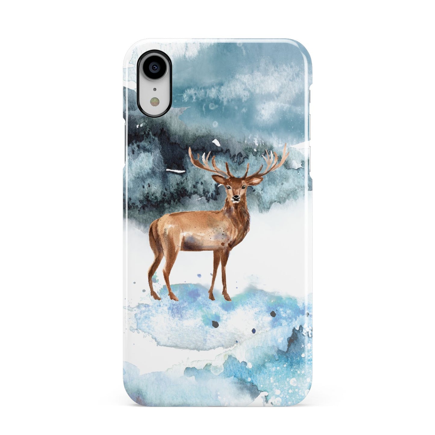 Christmas Winter Stag Apple iPhone XR White 3D Snap Case