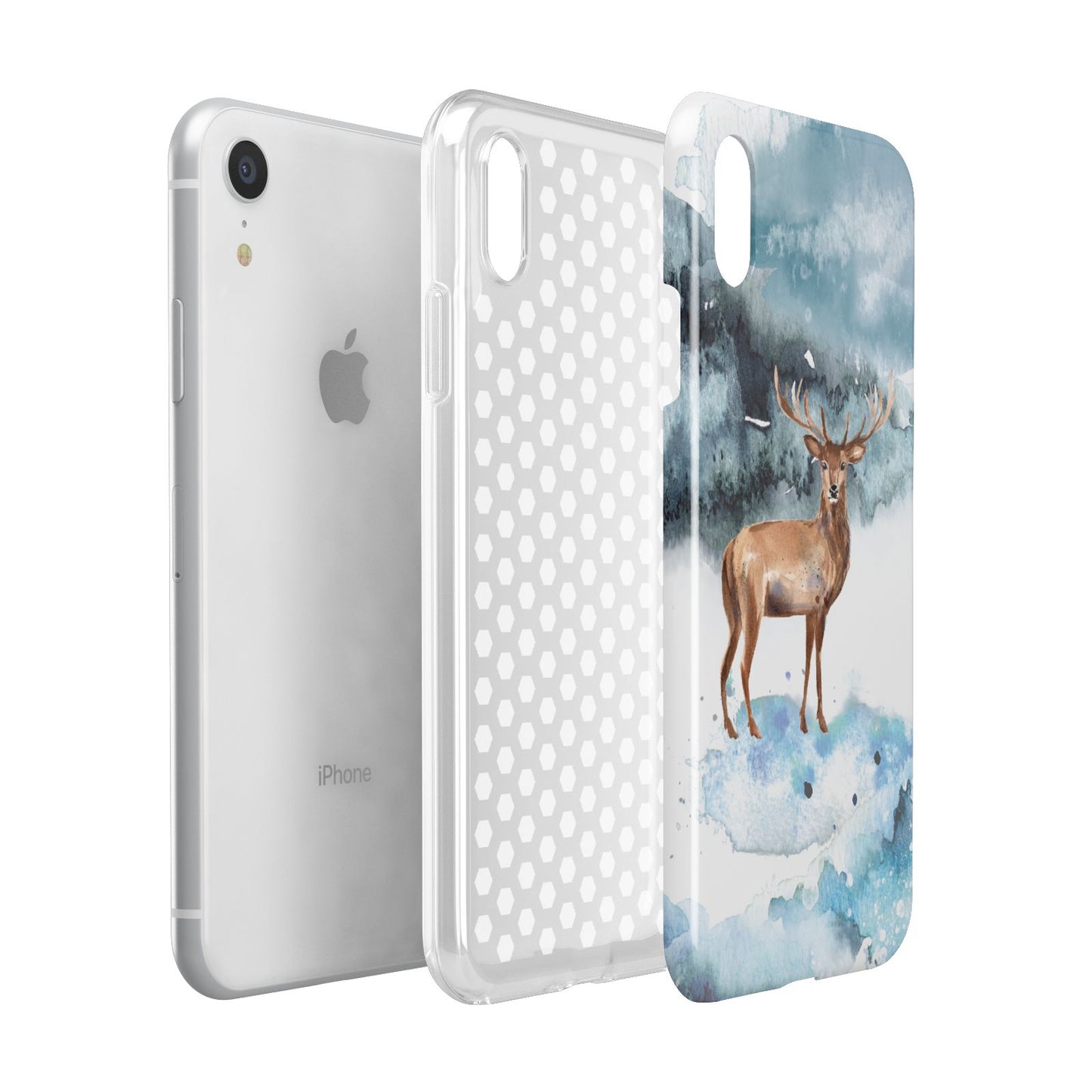 Christmas Winter Stag Apple iPhone XR White 3D Tough Case Expanded view