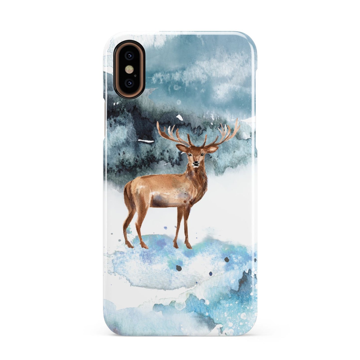 Christmas Winter Stag Apple iPhone XS 3D Snap Case