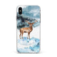 Christmas Winter Stag Apple iPhone Xs Max Impact Case White Edge on Black Phone