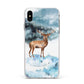 Christmas Winter Stag Apple iPhone Xs Max Impact Case White Edge on Silver Phone