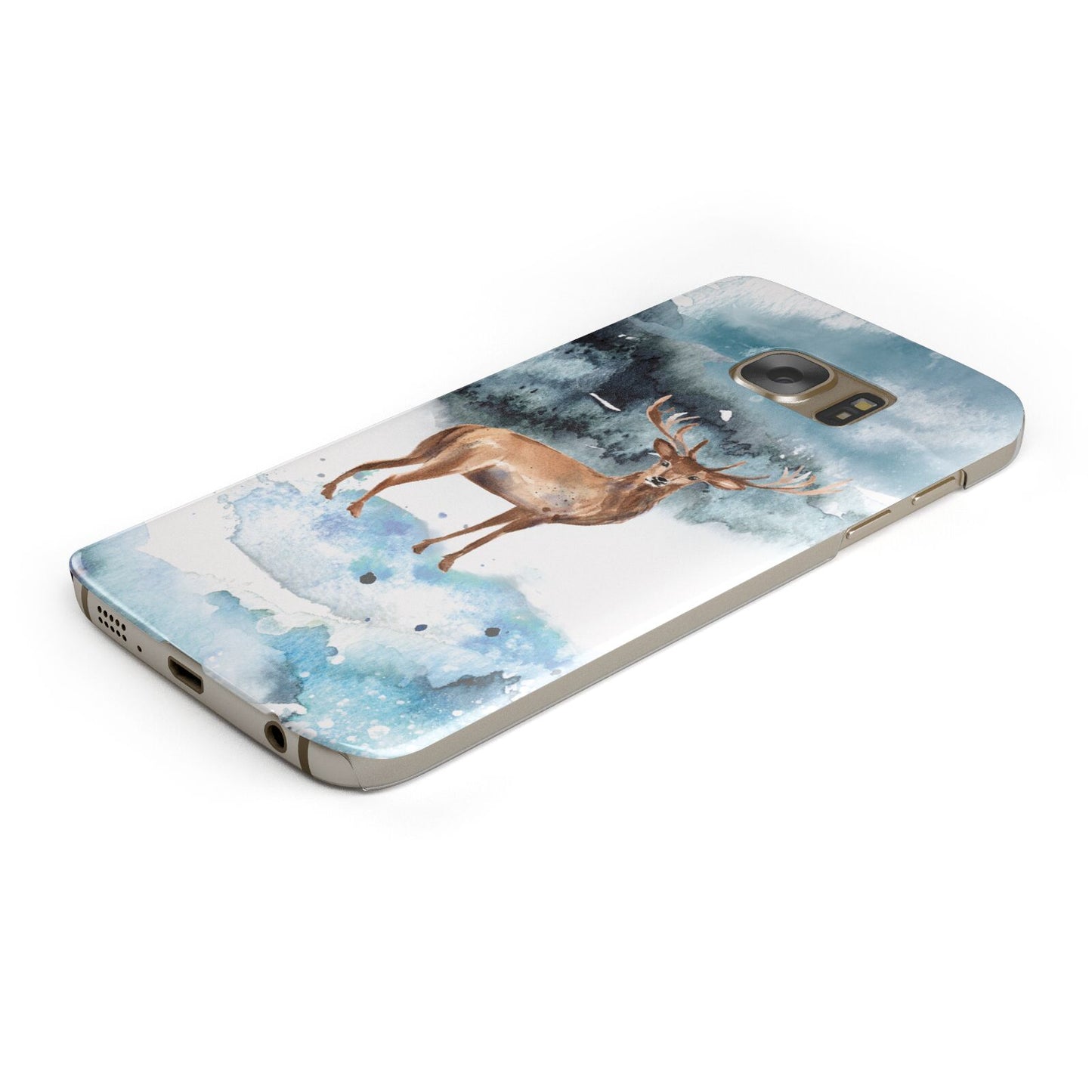 Christmas Winter Stag Protective Samsung Galaxy Case Angled Image