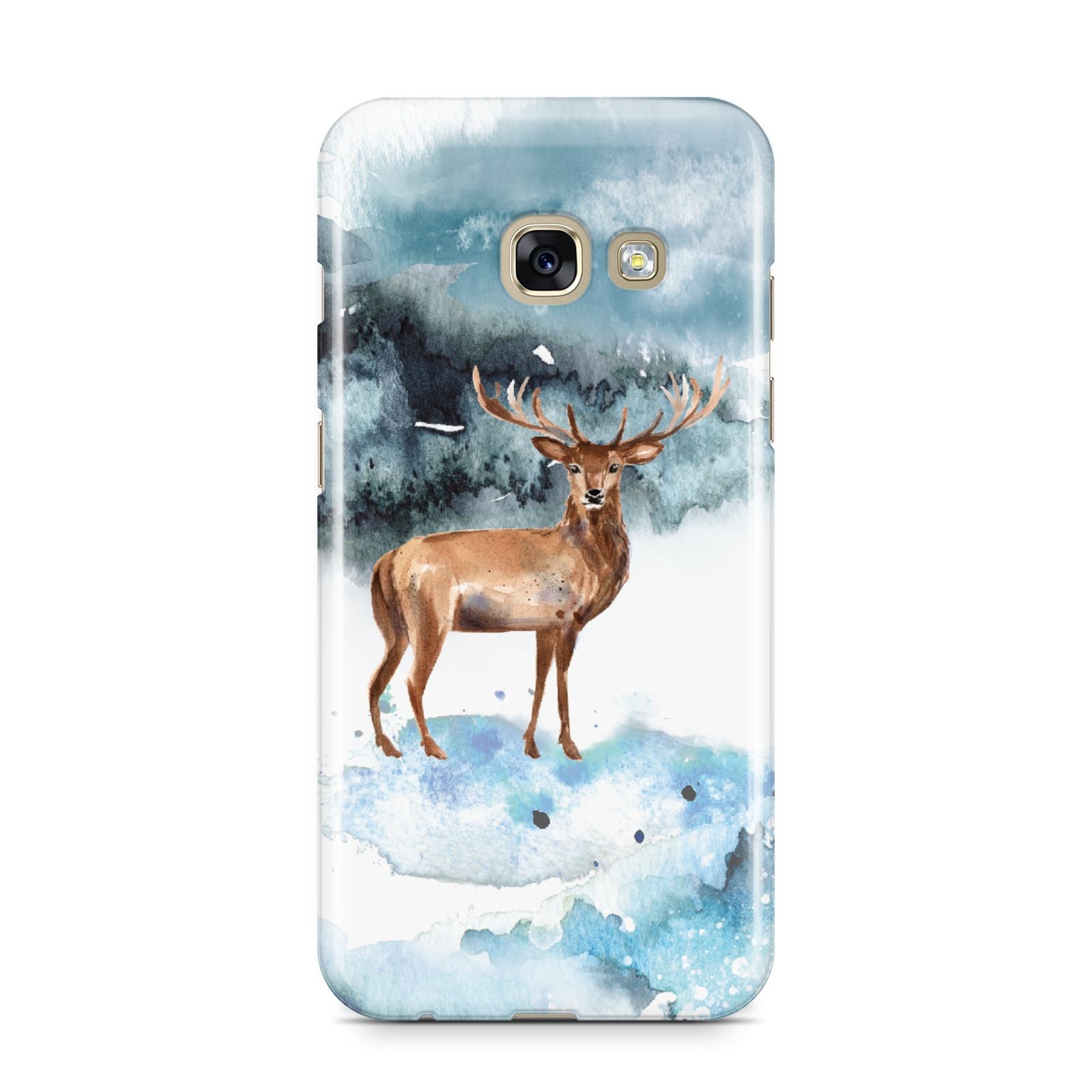 Christmas Winter Stag Samsung Galaxy A3 2017 Case on gold phone